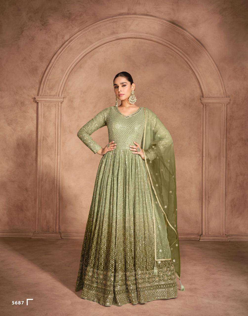 SAYURI DESIGNER ADITI GEROGETTE HEAVY ELEGANT DESIGNER LONG GOWN DRESS