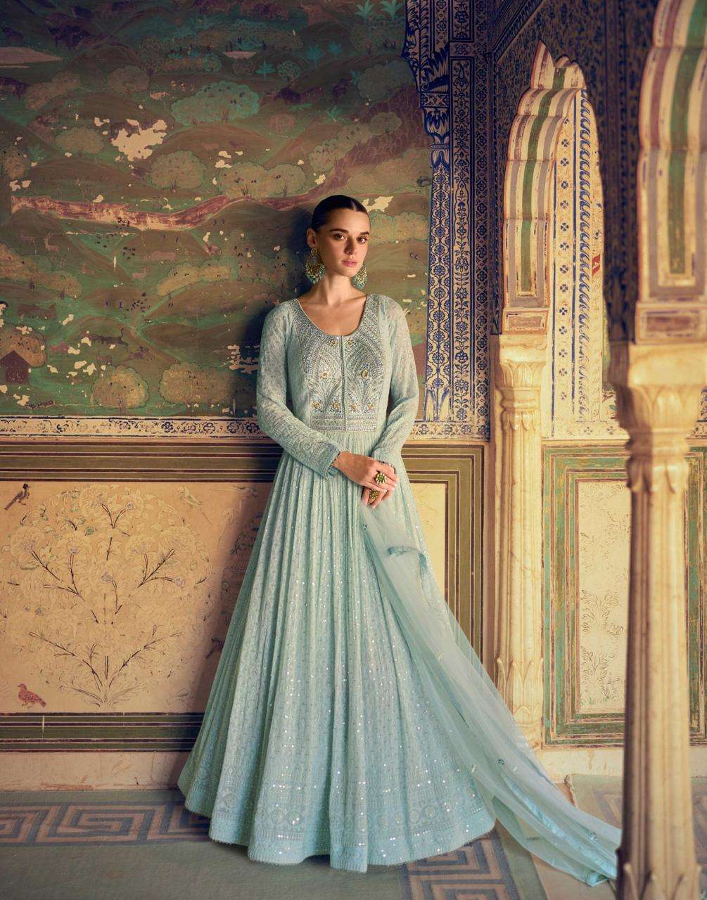 SAYURI DESIGNER RUBINA HEAVY CHIKANKARI DESIGNER GOWN DRESS