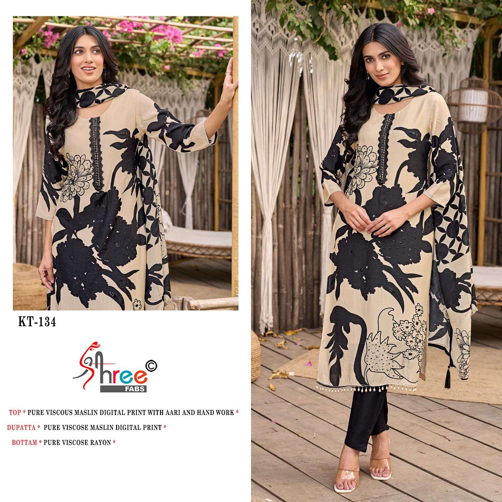 SHREE FABS KT 134 MUSLIN DESIGNER WORK FANCY PAKISTANI SUIT