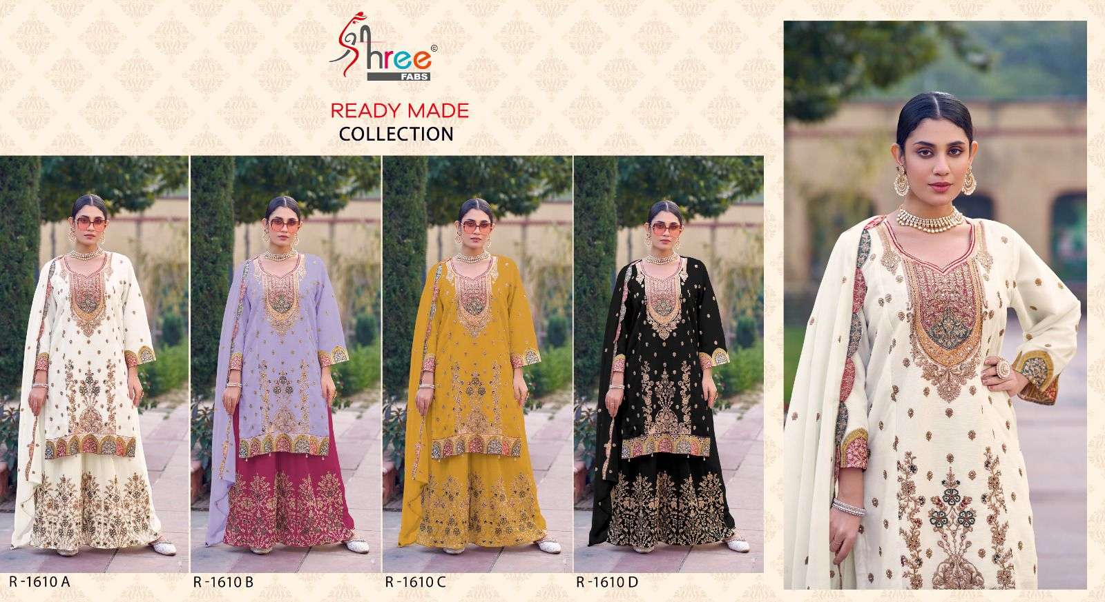 SHREE FABS R 1610 VISCOSE HEAVY EMBROIDERED WEDDING WEAR SUIT