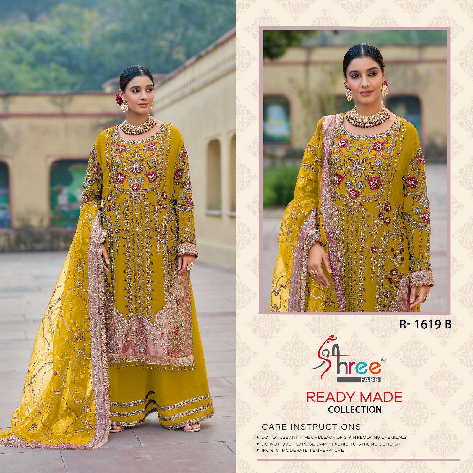 SHREE FABS R 1619 ORGANZA HEAVY EMBROIDERED WEDDING WEAR SUIT