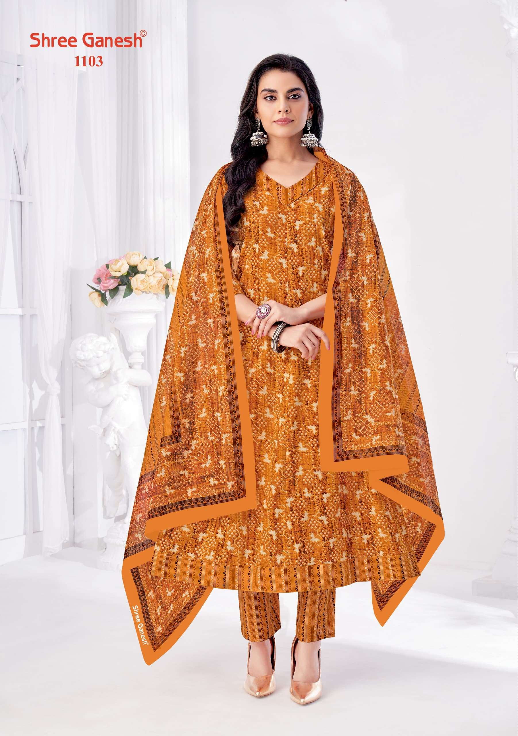 SHREE GANESH ZEENAT VOL 1 COTTON PRINTED ANARKALI STYLE KURTI COMBO SET 