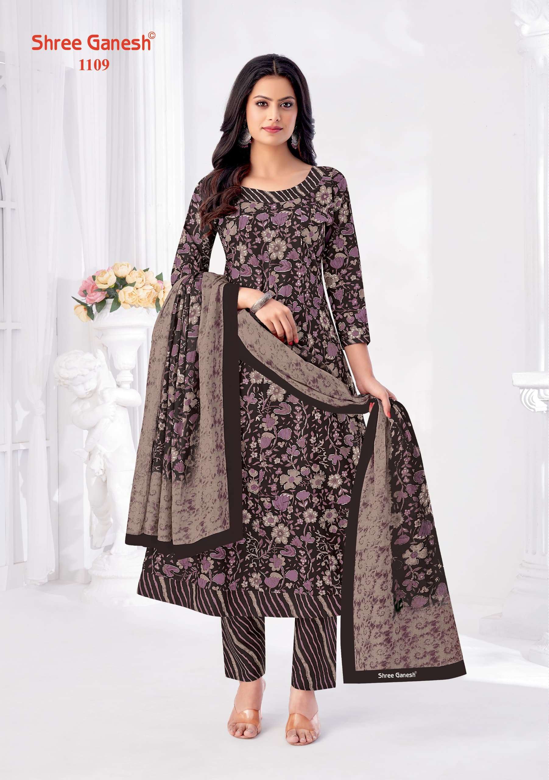 SHREE GANESH ZEENAT VOL 1 COTTON PRINTED ANARKALI STYLE KURTI COMBO SET 
