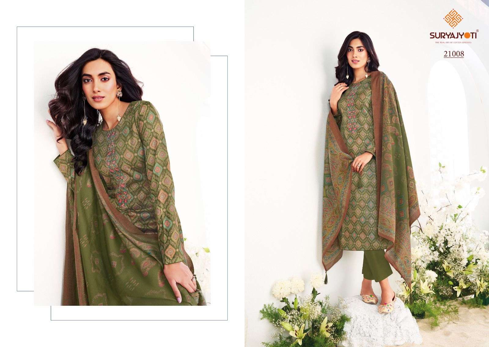 SURYAJYOTI KALKI VOL 21 JAM SATIN PRINT WITH FANCY WORK SUIT