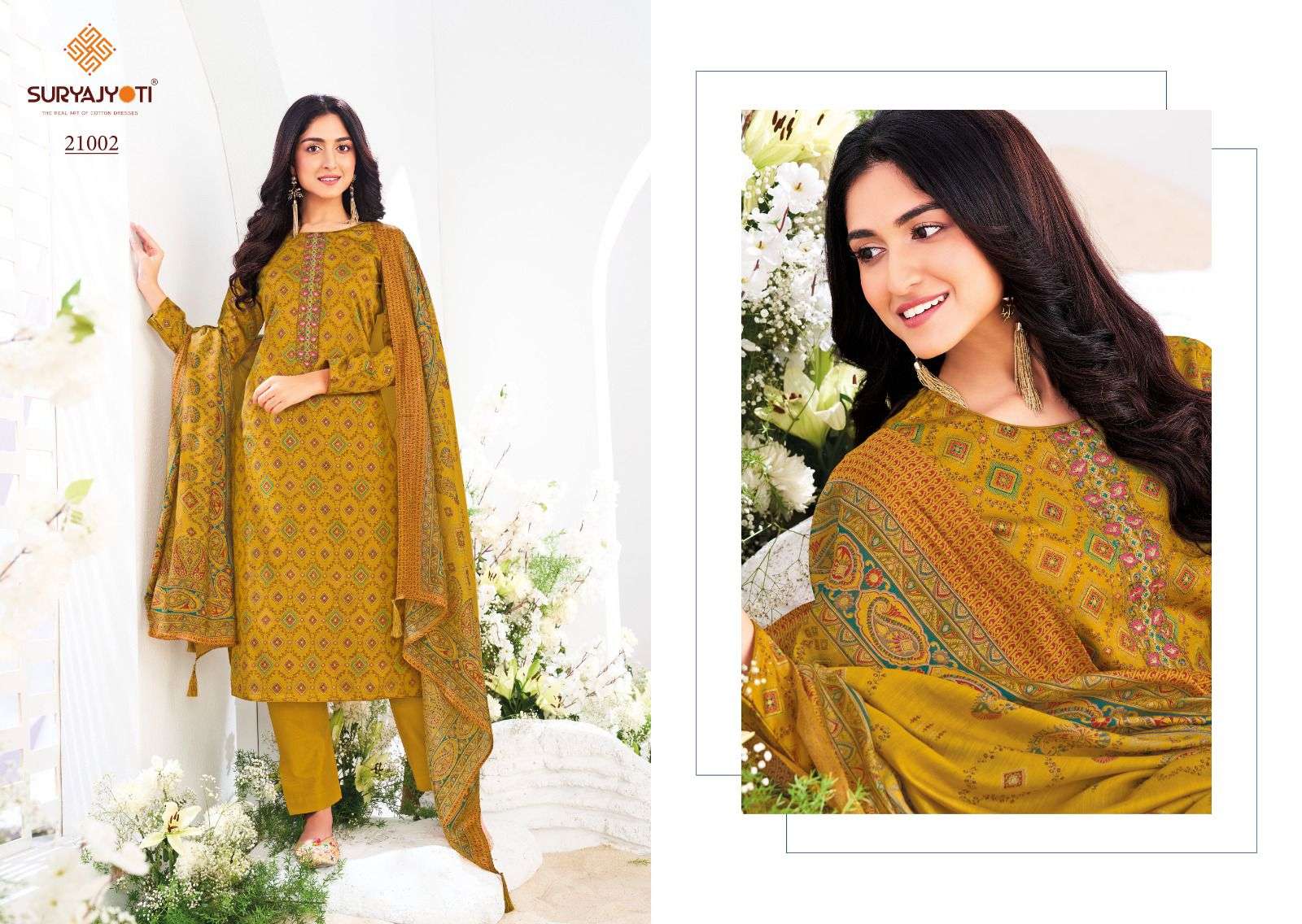SURYAJYOTI KALKI VOL 21 JAM SATIN PRINT WITH FANCY WORK SUIT