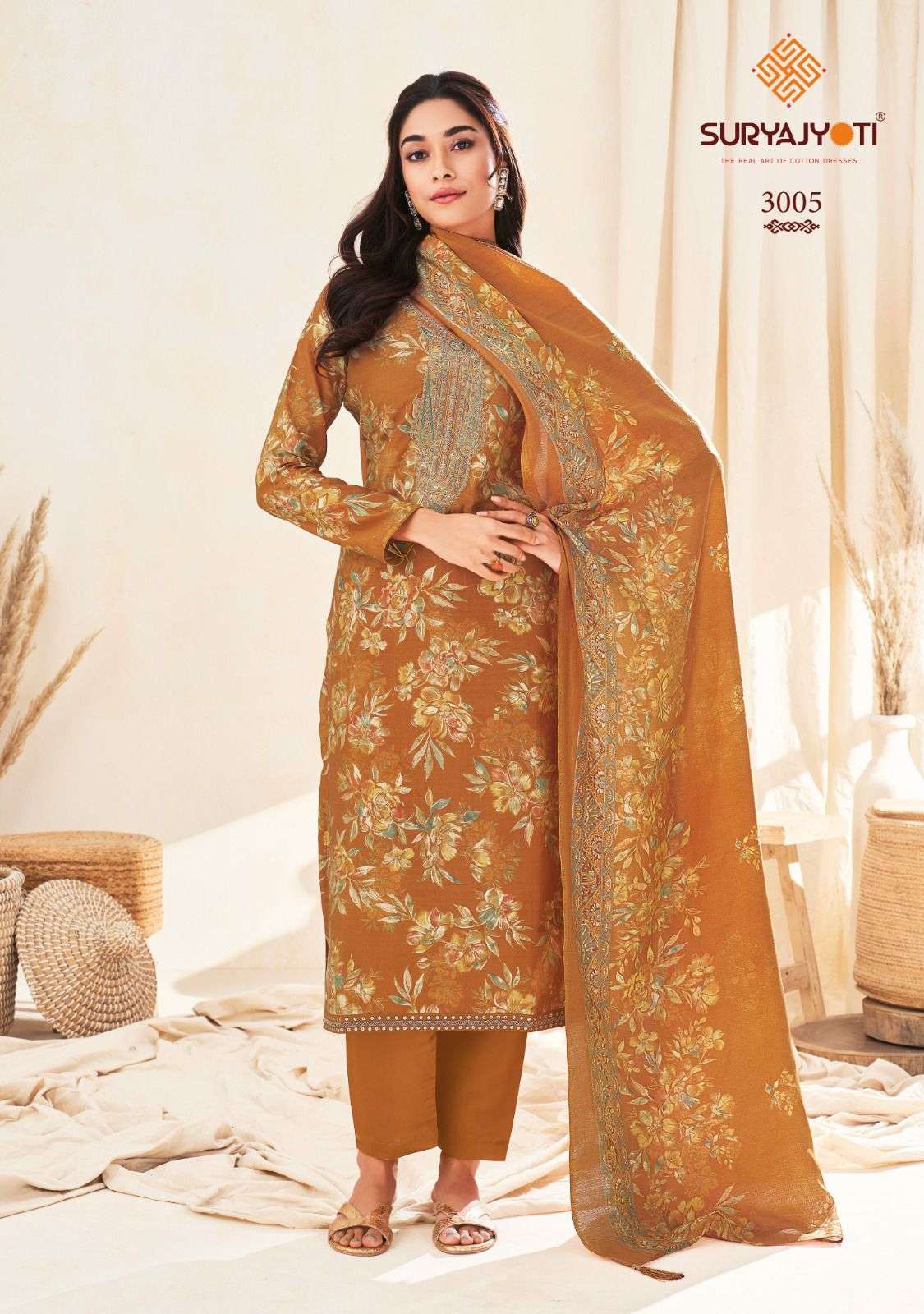 SURYAJYOTI KORA VOL 2 MODAL PRINT FABRIC WITH FANCY WORK SUIT