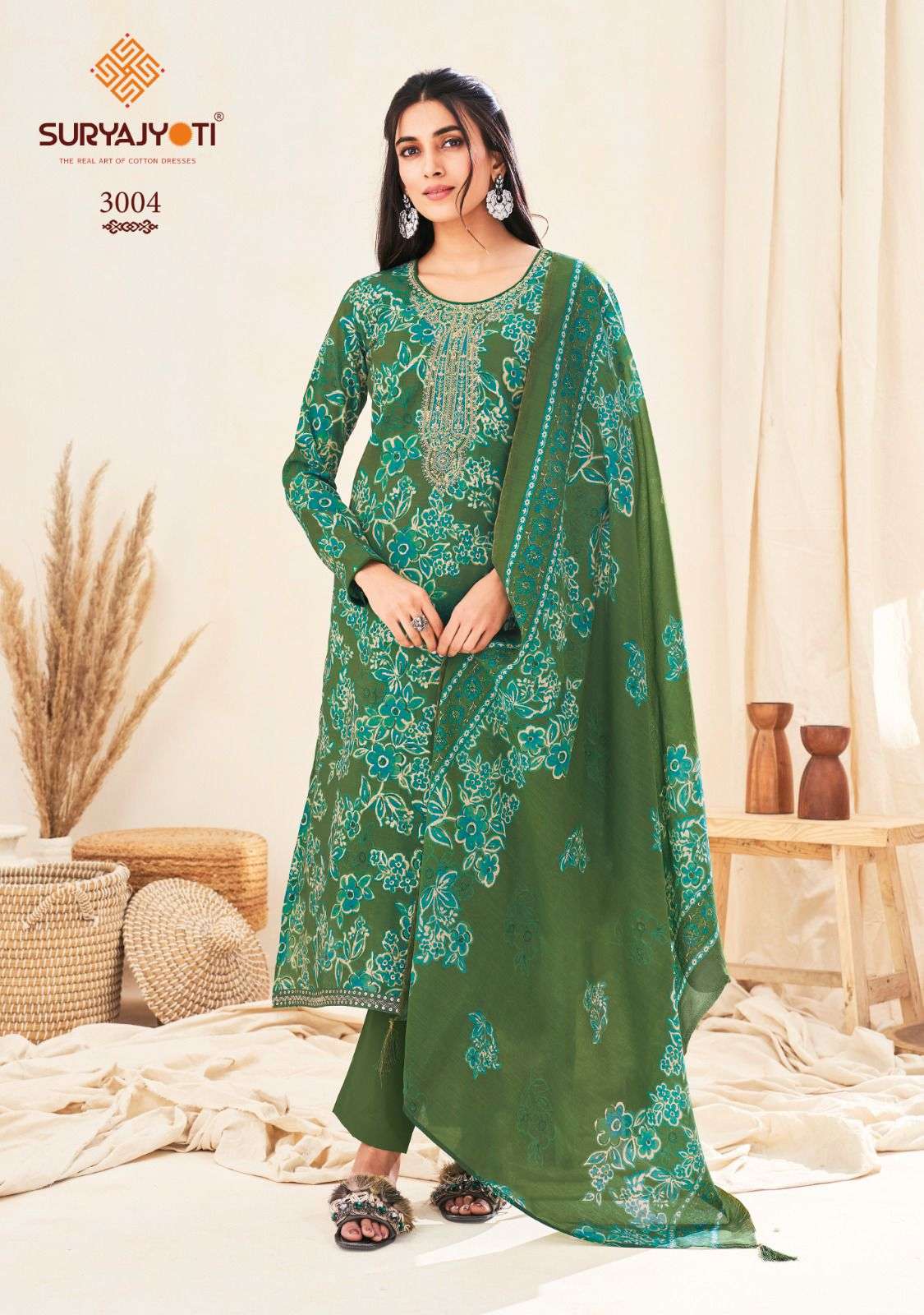SURYAJYOTI KORA VOL 2 MODAL PRINT FABRIC WITH FANCY WORK SUIT