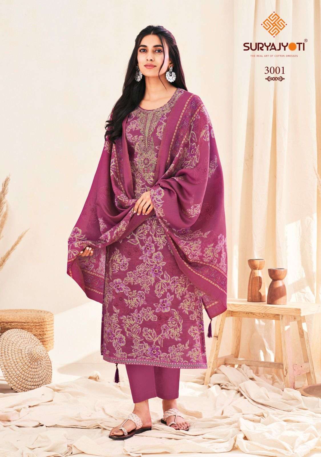 SURYAJYOTI KORA VOL 2 MODAL PRINT FABRIC WITH FANCY WORK SUIT
