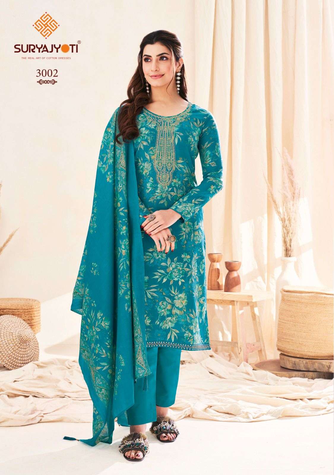 SURYAJYOTI KORA VOL 2 MODAL PRINT FABRIC WITH FANCY WORK SUIT