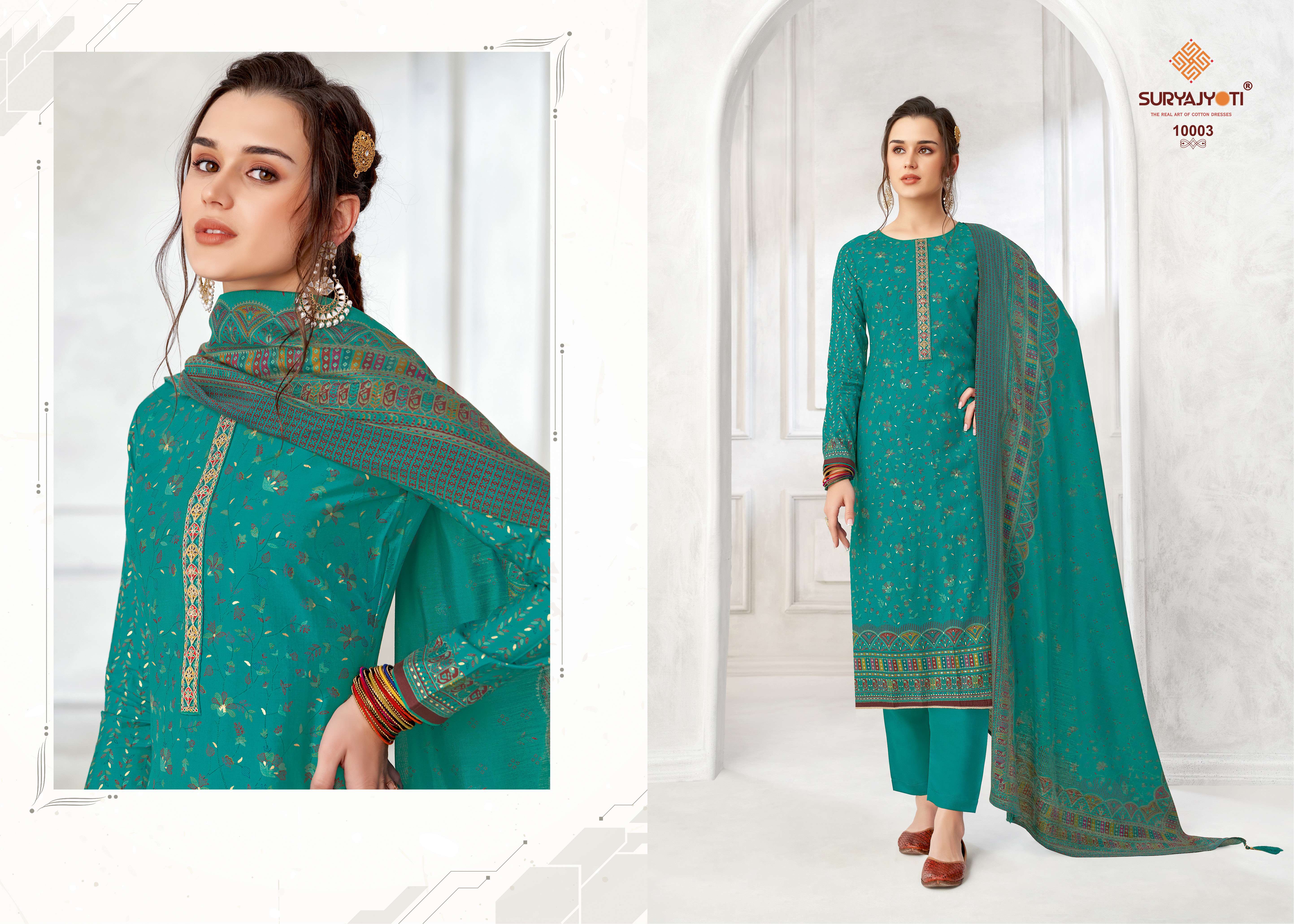 SURYAJYOTI PUSHPA VOL 10 MODAL FABRIC FANCY WORK SUIT