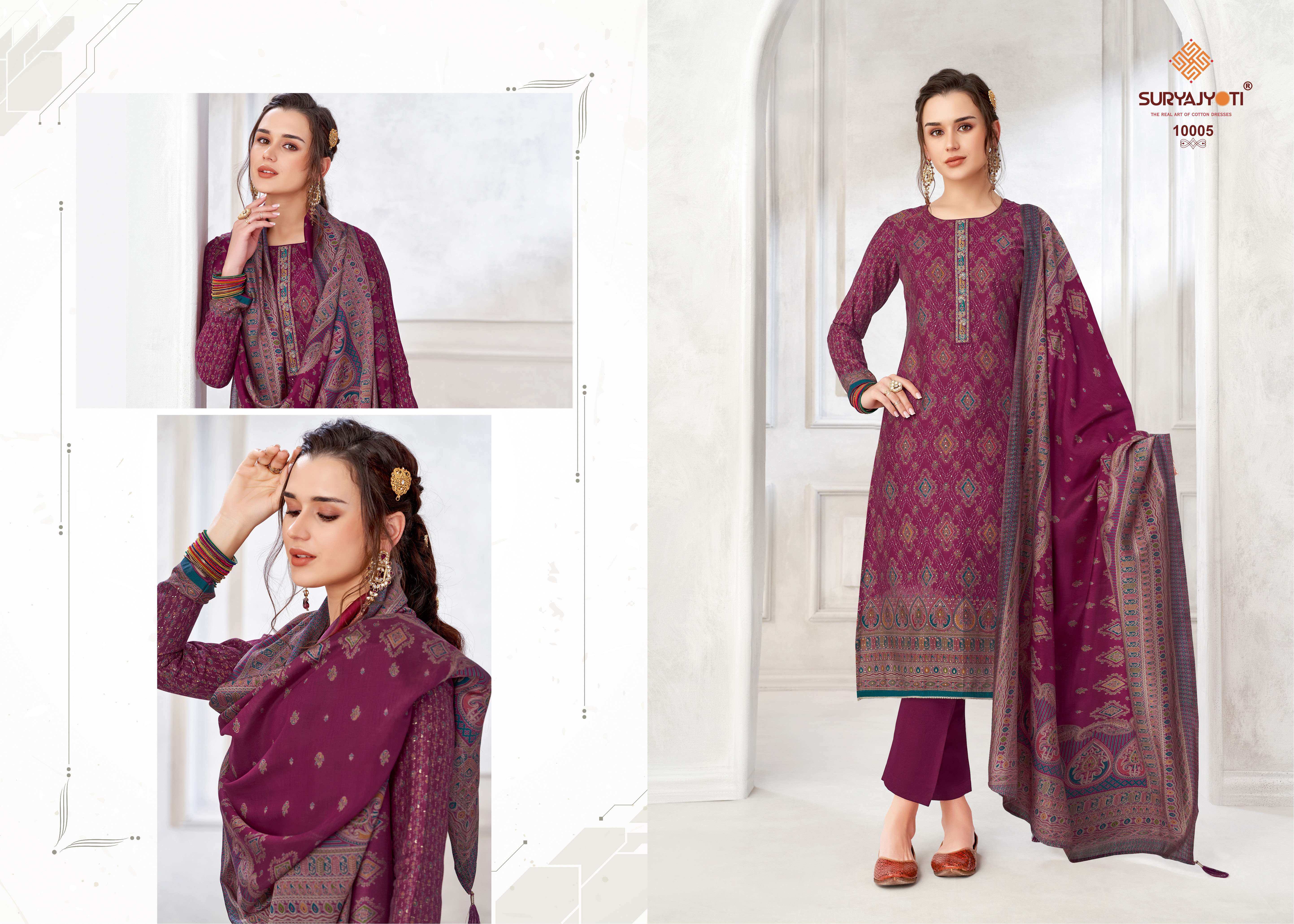 SURYAJYOTI PUSHPA VOL 10 MODAL FABRIC FANCY WORK SUIT