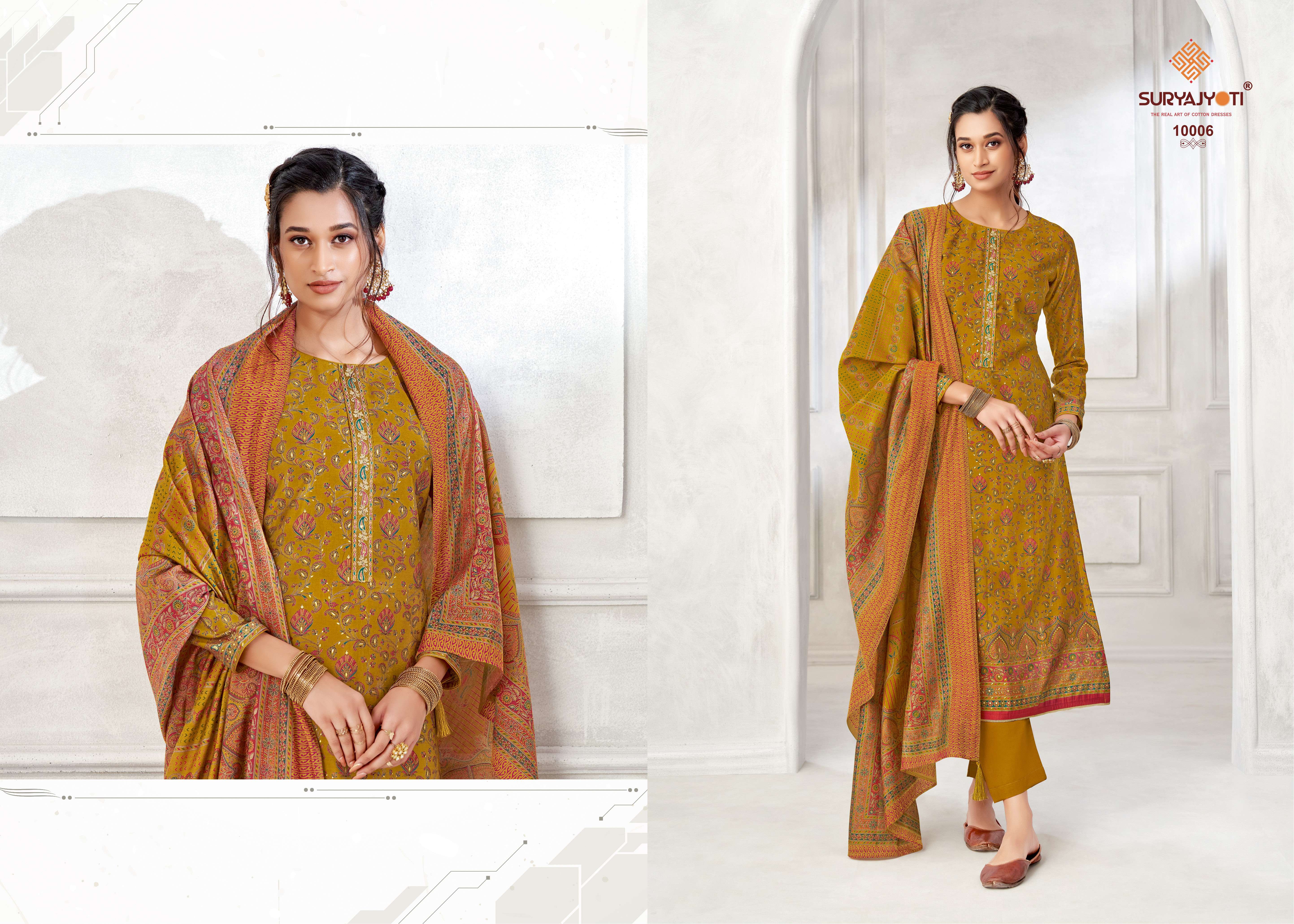 SURYAJYOTI PUSHPA VOL 10 MODAL FABRIC FANCY WORK SUIT