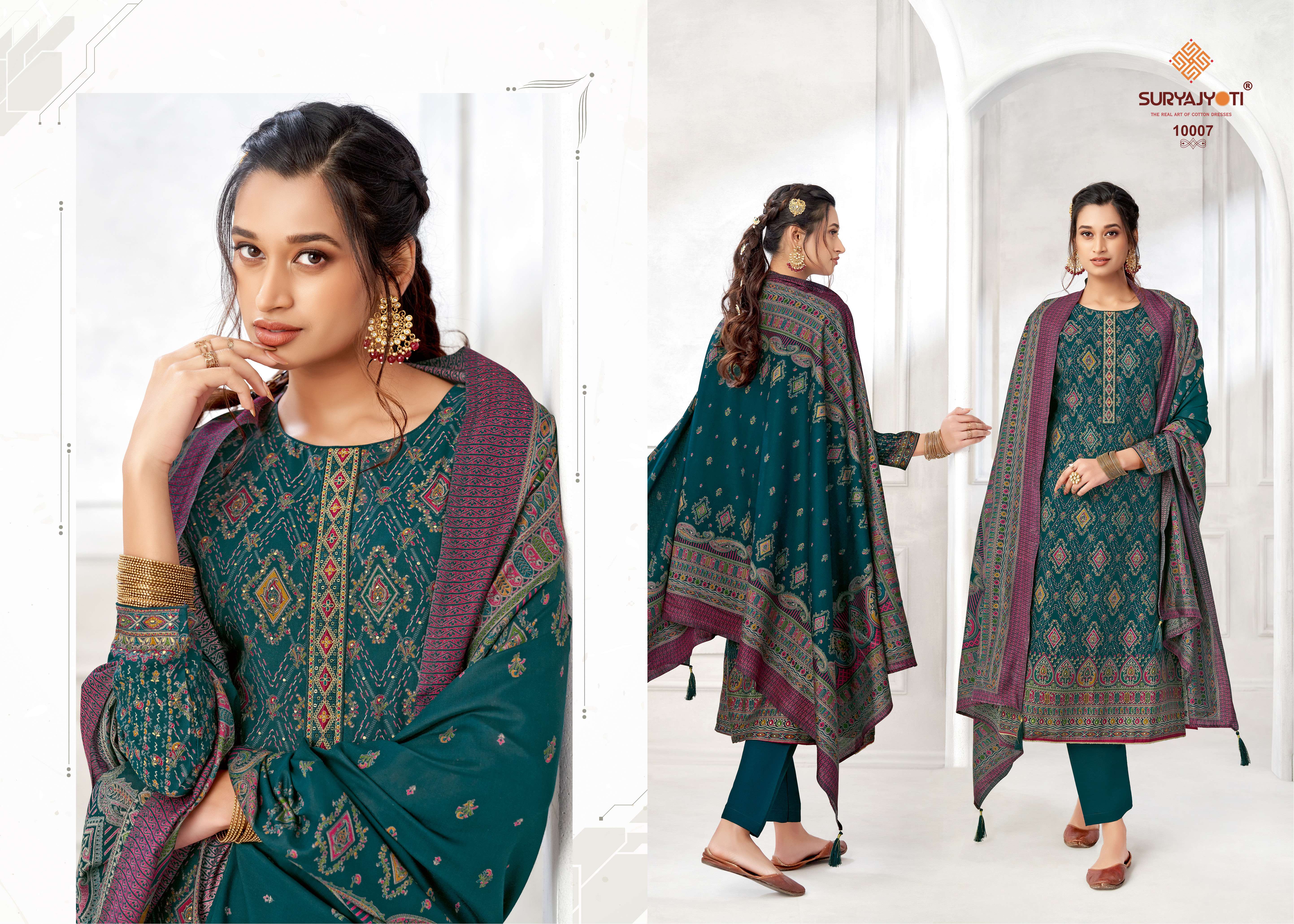 SURYAJYOTI PUSHPA VOL 10 MODAL FABRIC FANCY WORK SUIT