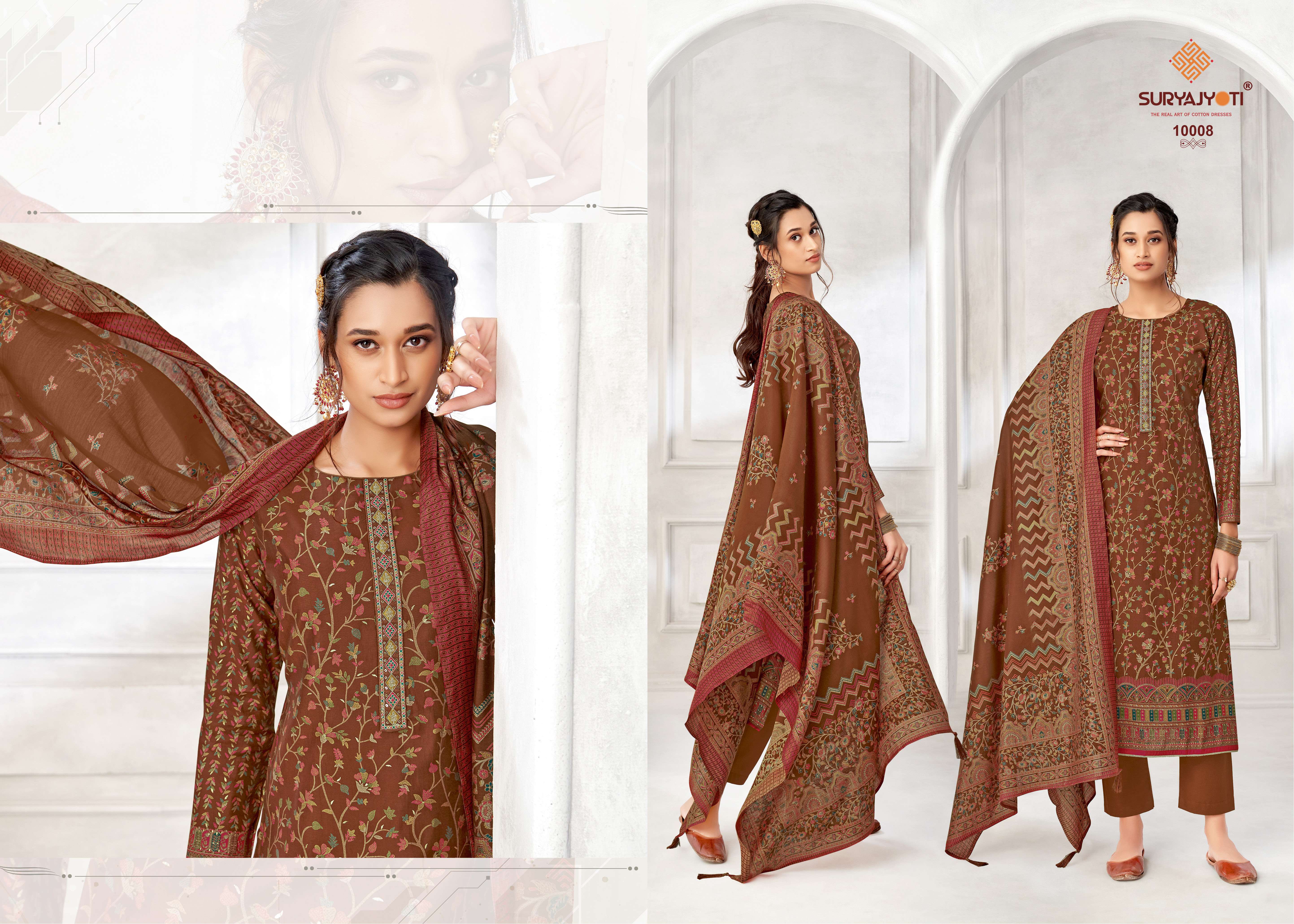 SURYAJYOTI PUSHPA VOL 10 MODAL FABRIC FANCY WORK SUIT