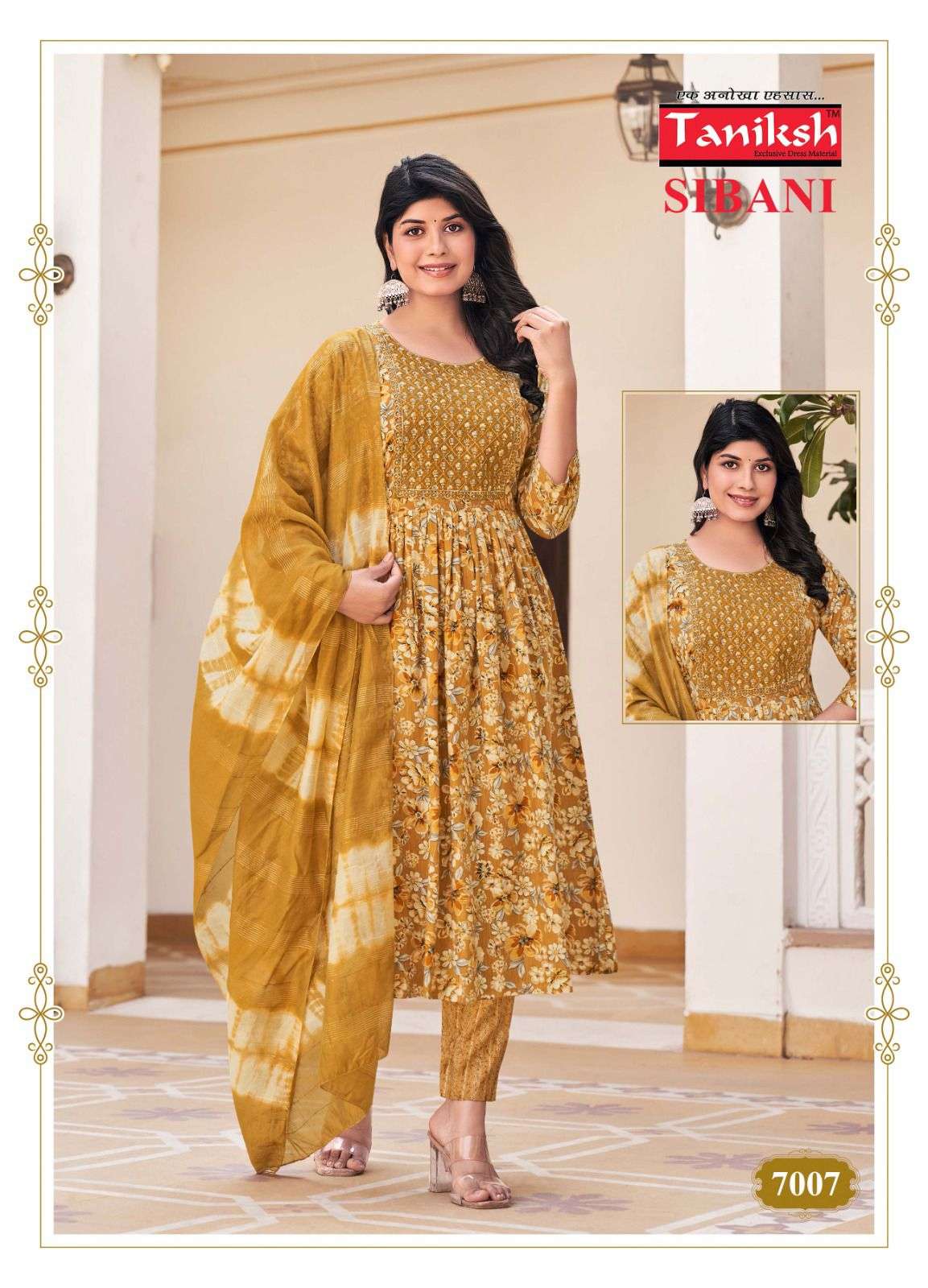 TANIKSH SIBANI VOL 7 RAYON FOIL PRINTED FANCY WORK KURTI COMBO SET 