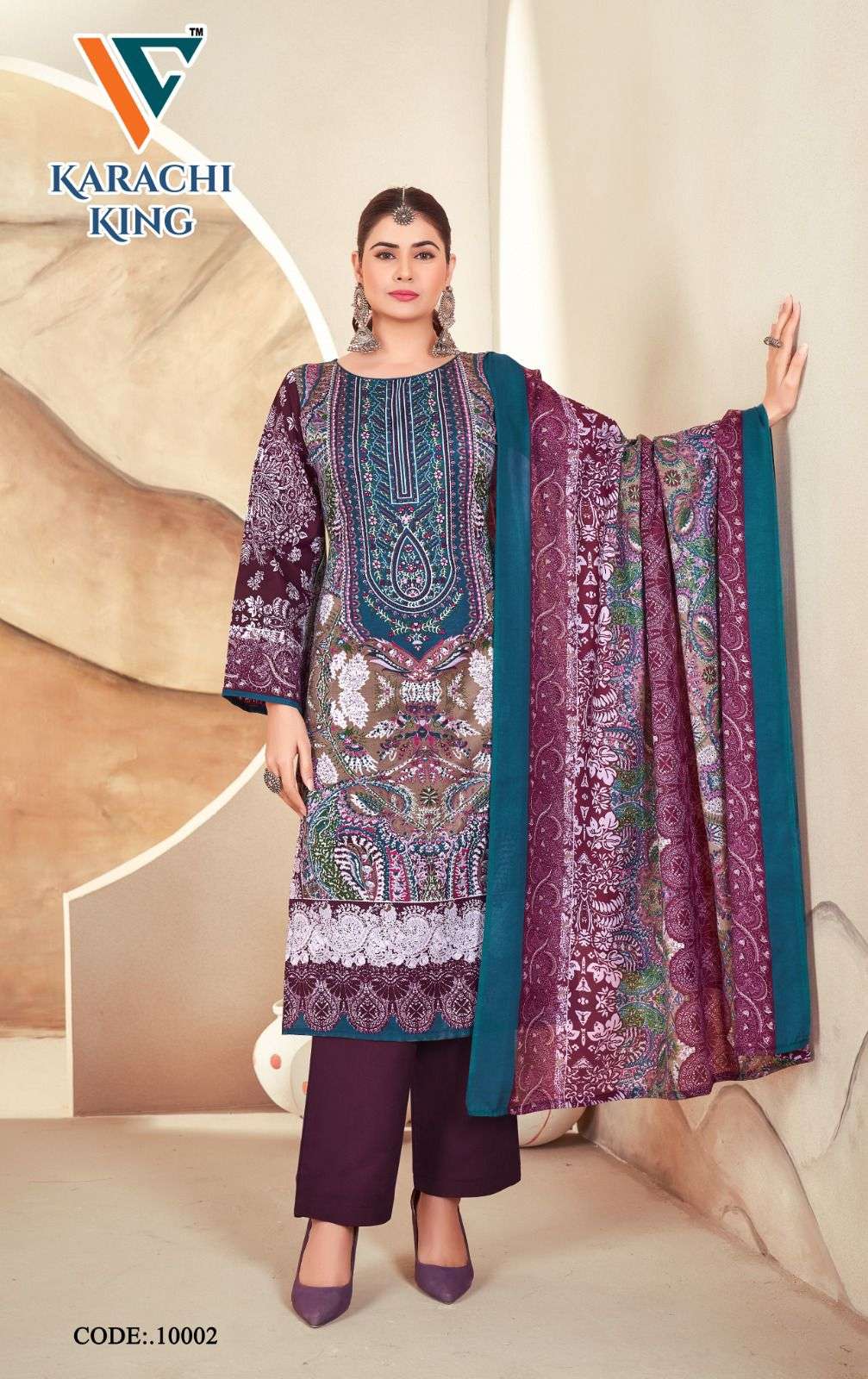 VANDANA‎‎‎ CREATION KARACHI KING VOL 10 COTTON DIGITAL PRINT SUIT