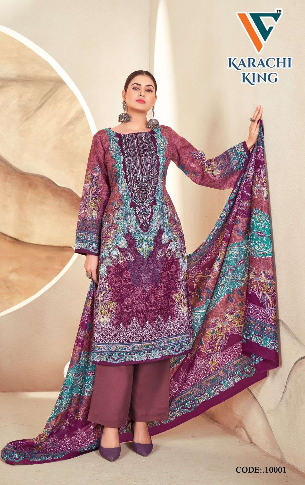 VANDANA‎‎‎ CREATION KARACHI KING VOL 10 COTTON DIGITAL PRINT SUIT