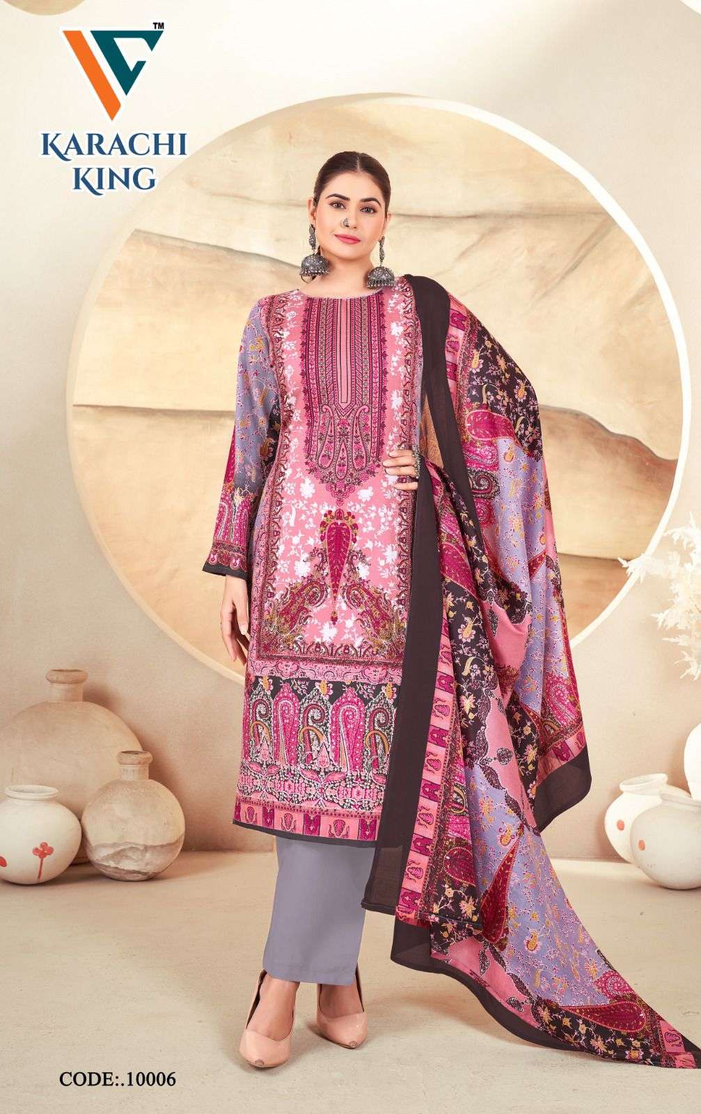 VANDANA‎‎‎ CREATION KARACHI KING VOL 10 COTTON DIGITAL PRINT SUIT