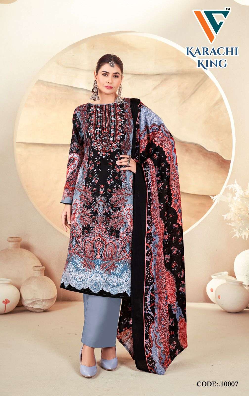 VANDANA‎‎‎ CREATION KARACHI KING VOL 10 COTTON DIGITAL PRINT SUIT