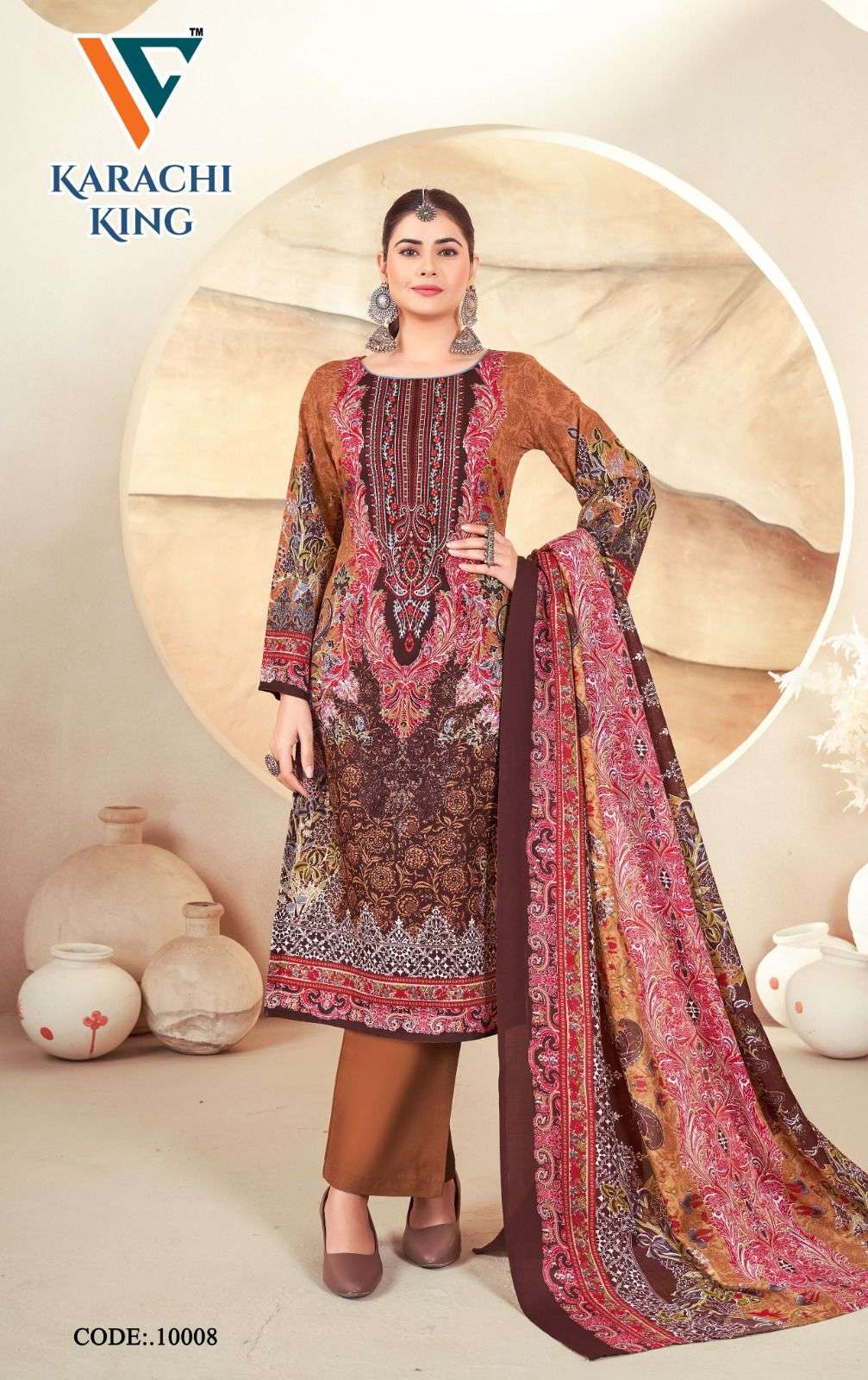 VANDANA‎‎‎ CREATION KARACHI KING VOL 10 COTTON DIGITAL PRINT SUIT