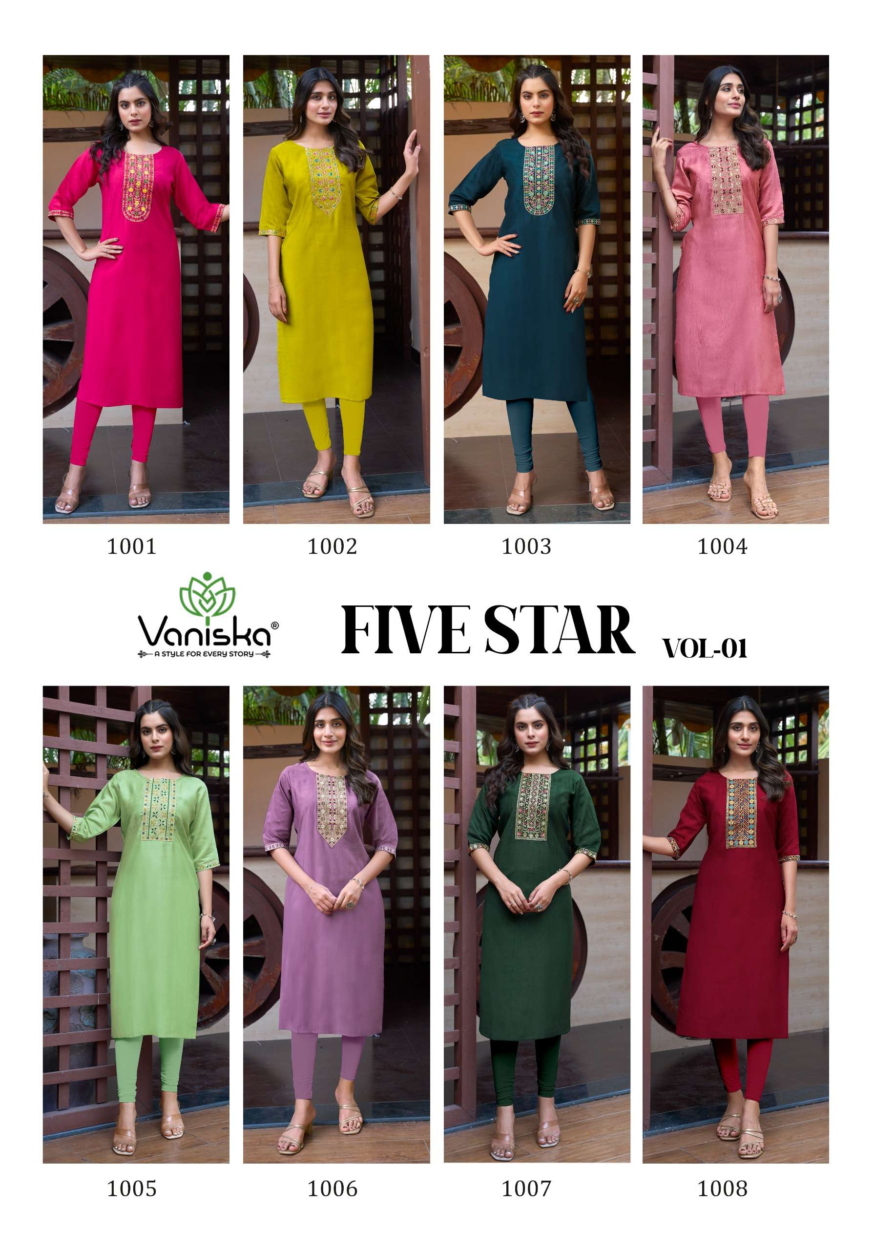 VANISKA FIVE STAR VOL 1 SILK FANCY WORKS LADIES KURTI