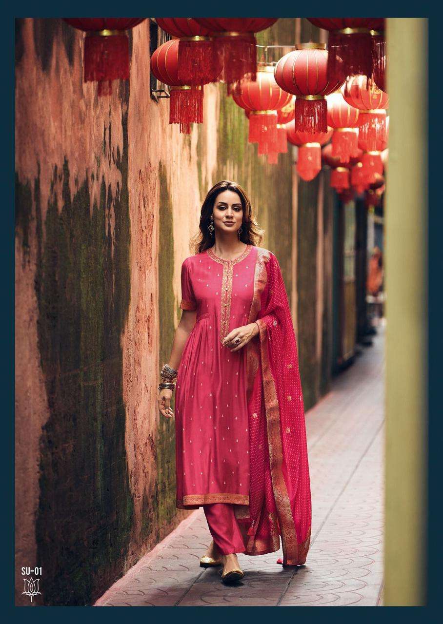 VARSHA SHUBH MUSLIN EMBROIDERY DESIGNER HEAVY SUIT