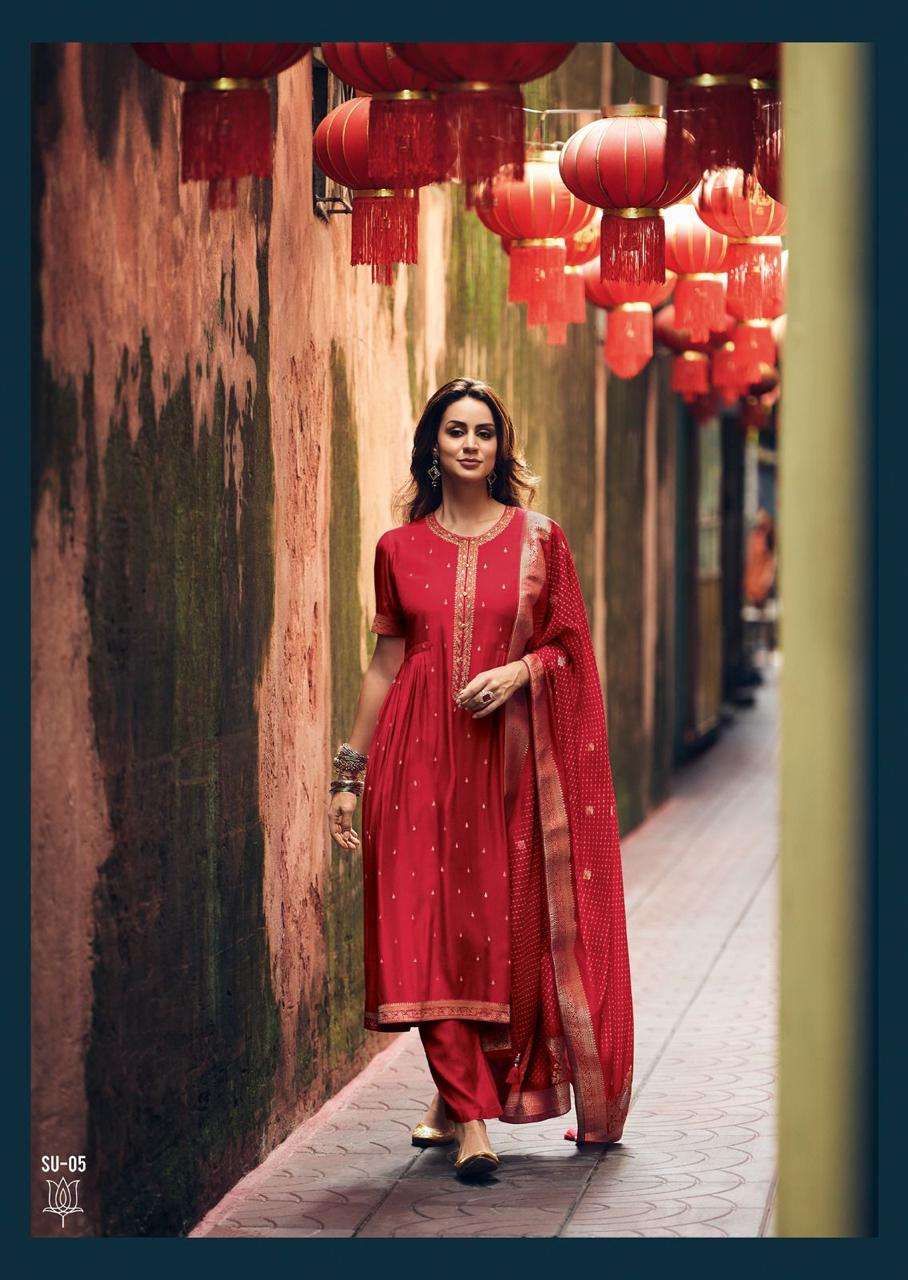 VARSHA SHUBH MUSLIN EMBROIDERY DESIGNER HEAVY SUIT