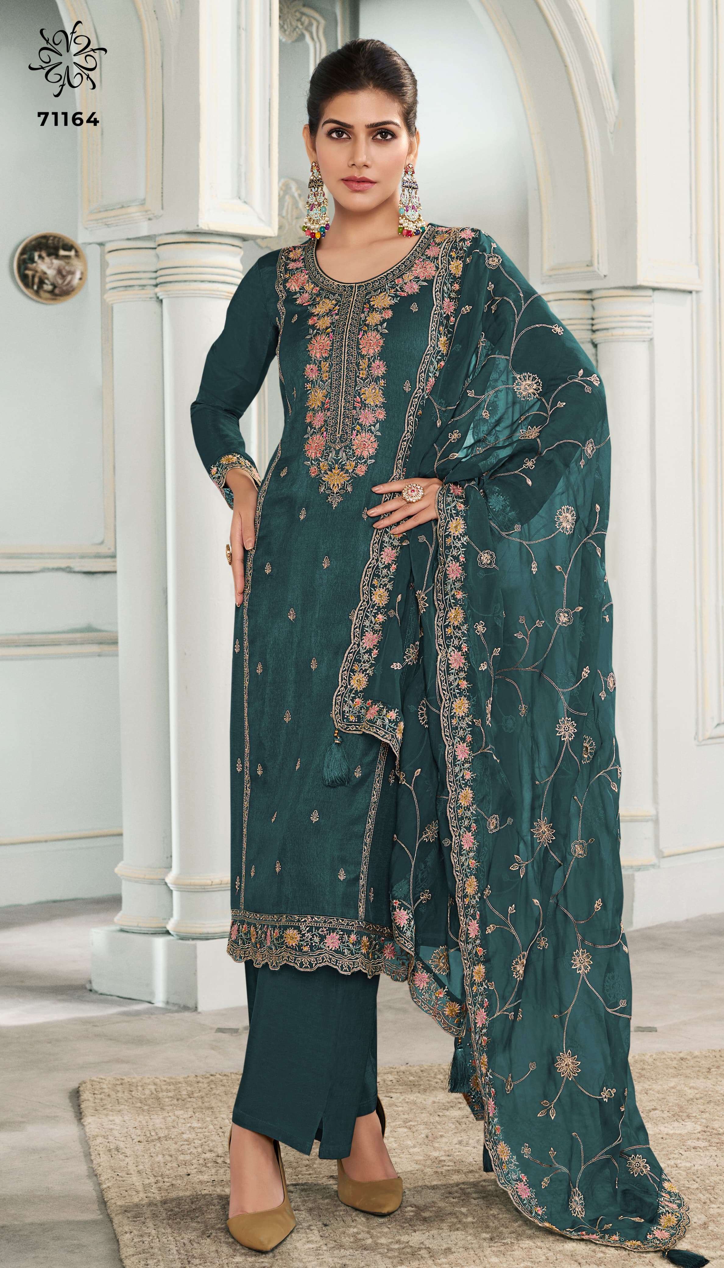 VINAY FASHION KULEESH MULTY SILK DESIGNER HEAVY TRADITIONAL WEAR SUIT