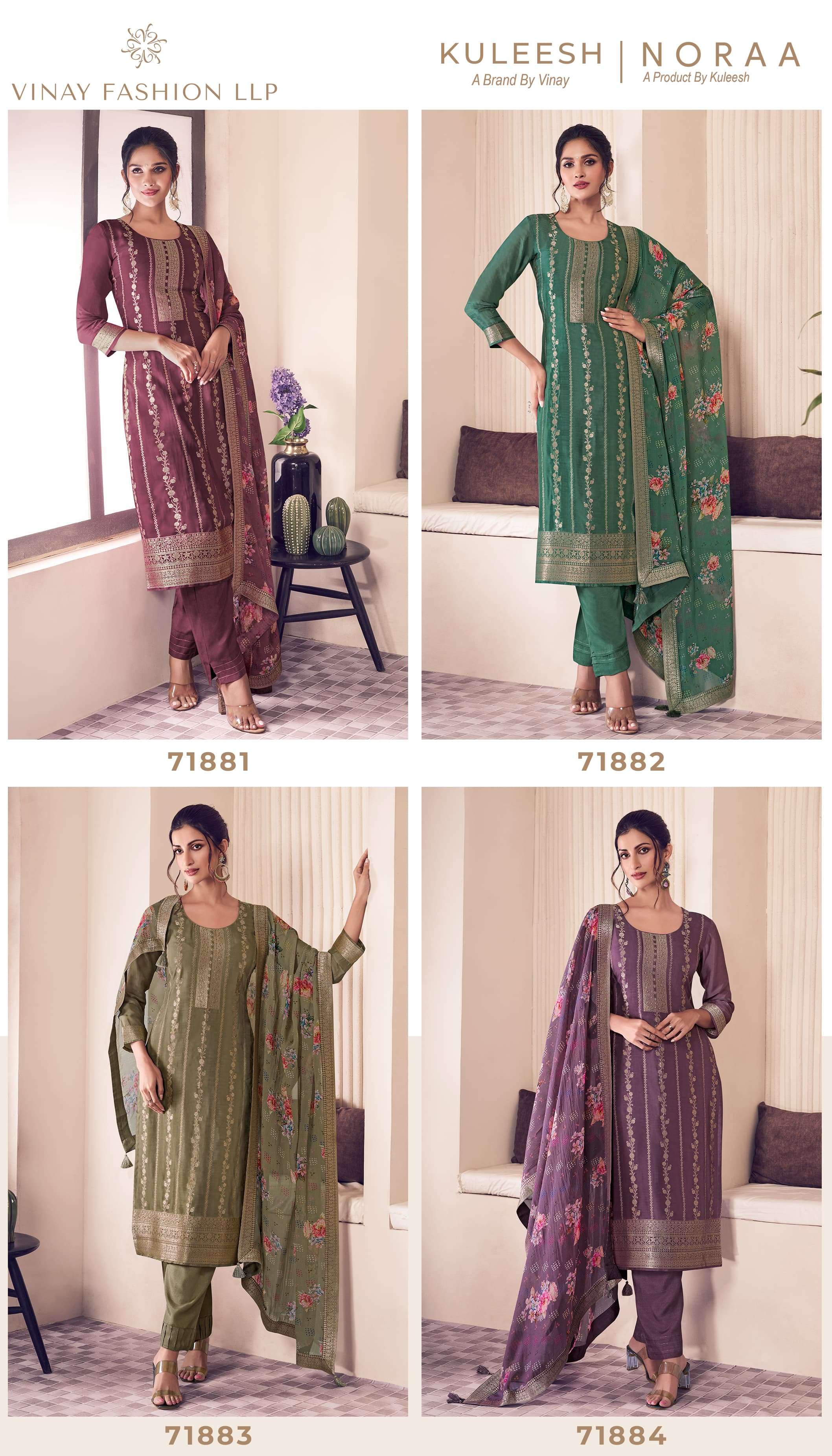 VINAY FASHION KULEESH NORAA SILK JACQUARD DESIGNER FESTIVE WEAR SUIT