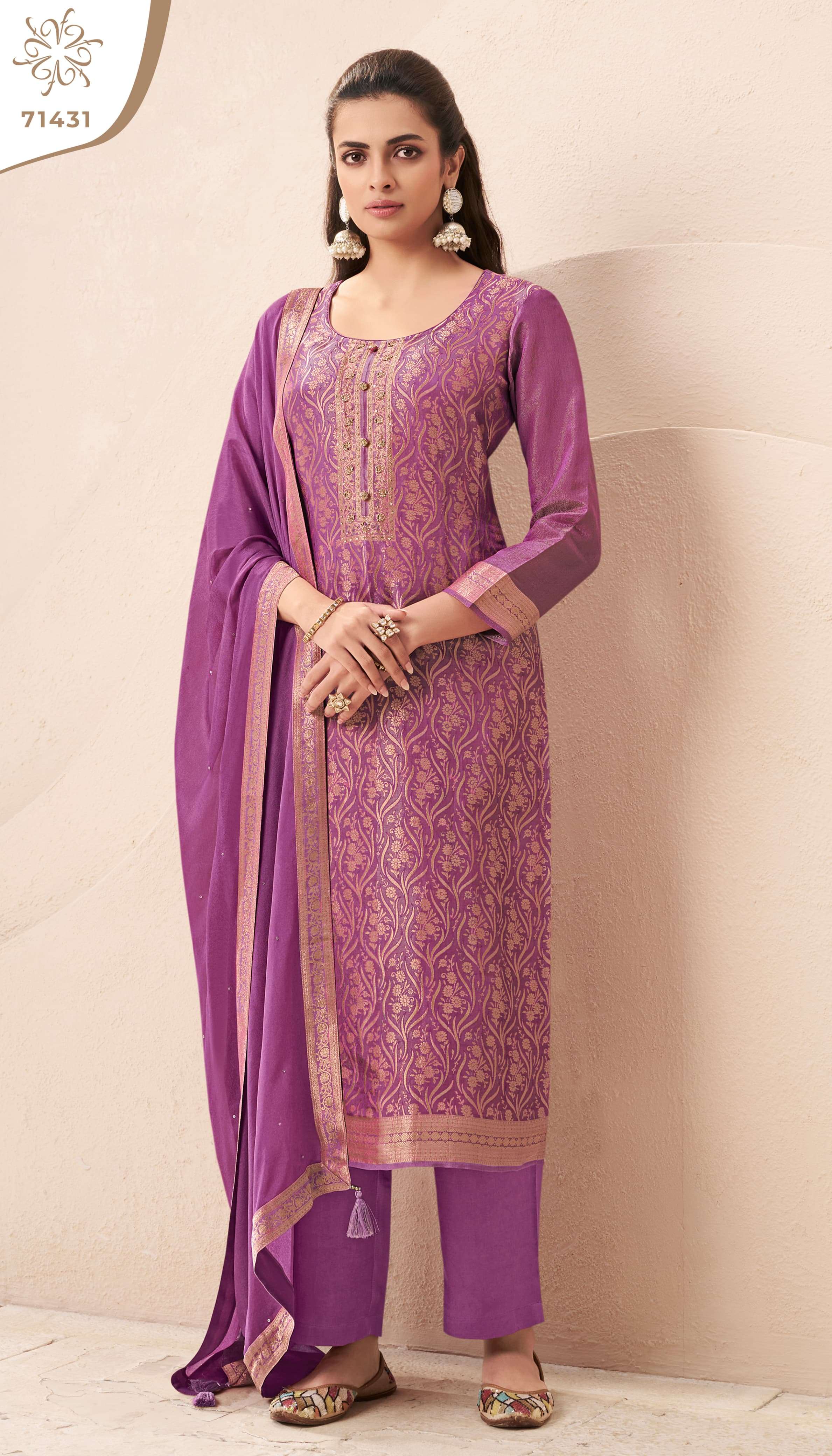 VINAY FASHION KULEESH STAR JACQUARD DESIGNR WORK SUIT