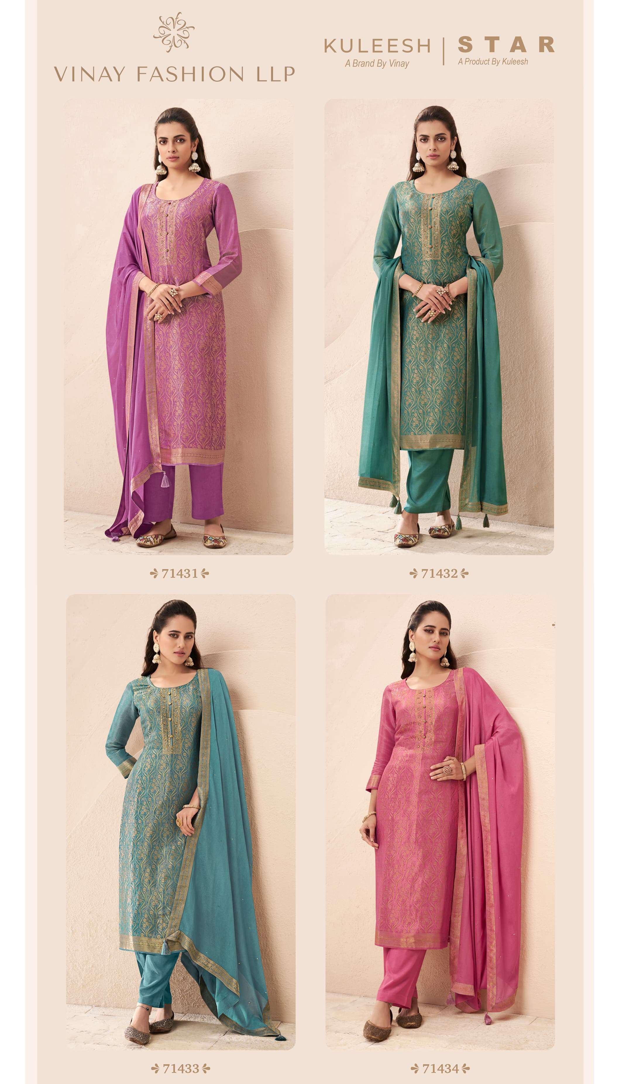 VINAY FASHION KULEESH STAR JACQUARD DESIGNR WORK SUIT