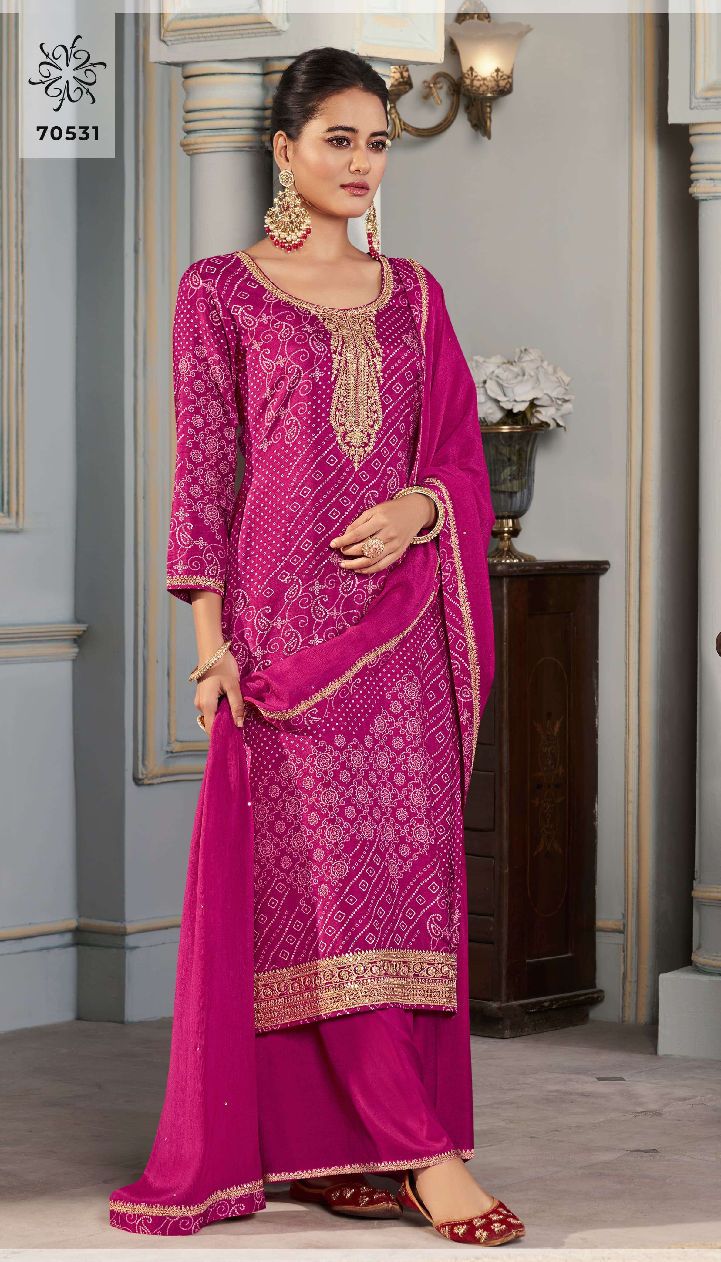 VINAY FASHION KULEESH STUTI SILK DIGITAL PRINT WITH DESIGNER WORK SUIT