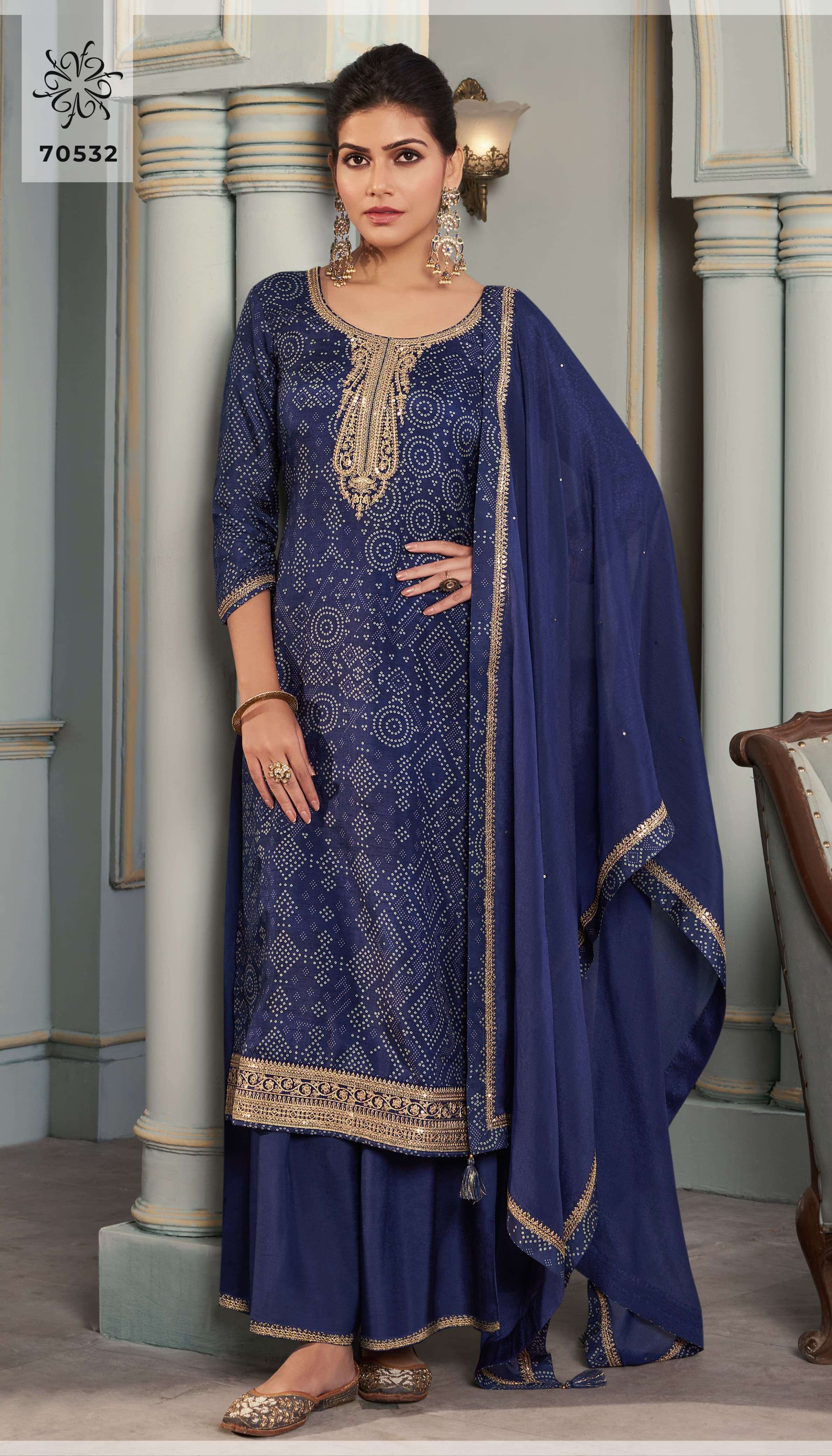 VINAY FASHION KULEESH STUTI SILK DIGITAL PRINT WITH DESIGNER WORK SUIT