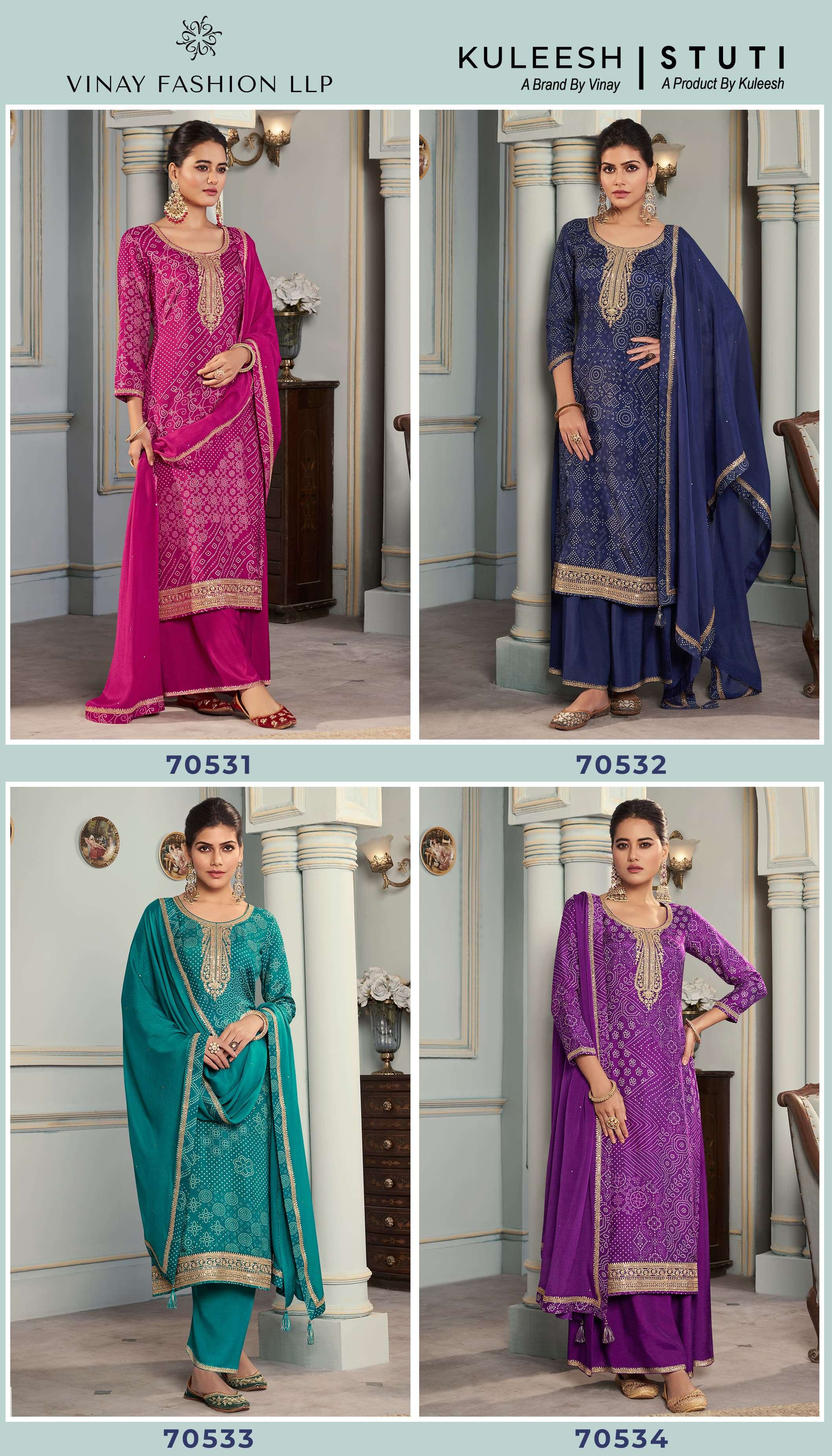 VINAY FASHION KULEESH STUTI SILK DIGITAL PRINT WITH DESIGNER WORK SUIT