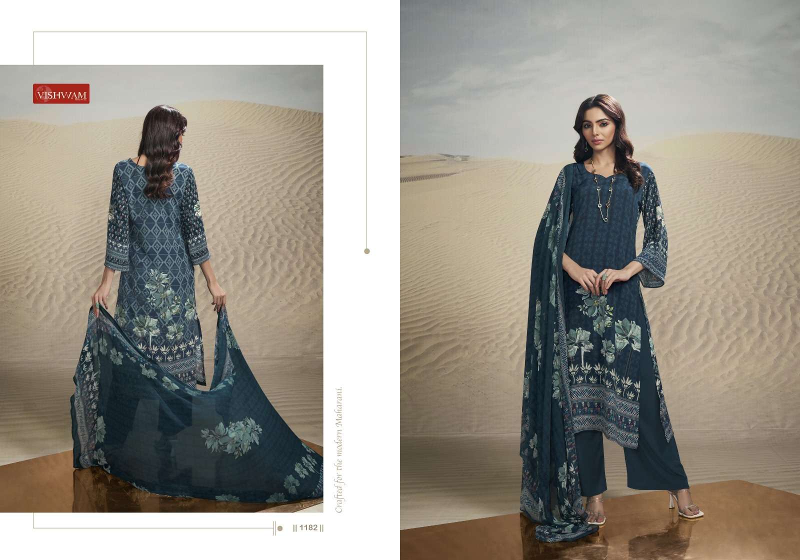 VISHWAM FABRICS CAFE LATTE VOL 18 CREPE DIGITAL PRINT SUIT