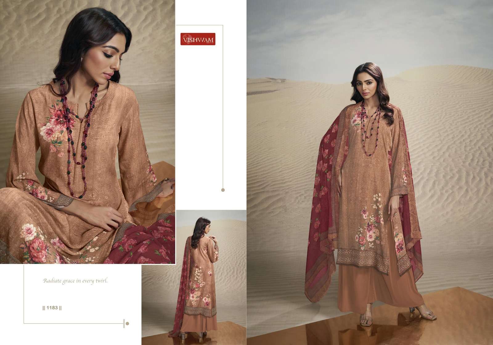 VISHWAM FABRICS CAFE LATTE VOL 18 CREPE DIGITAL PRINT SUIT