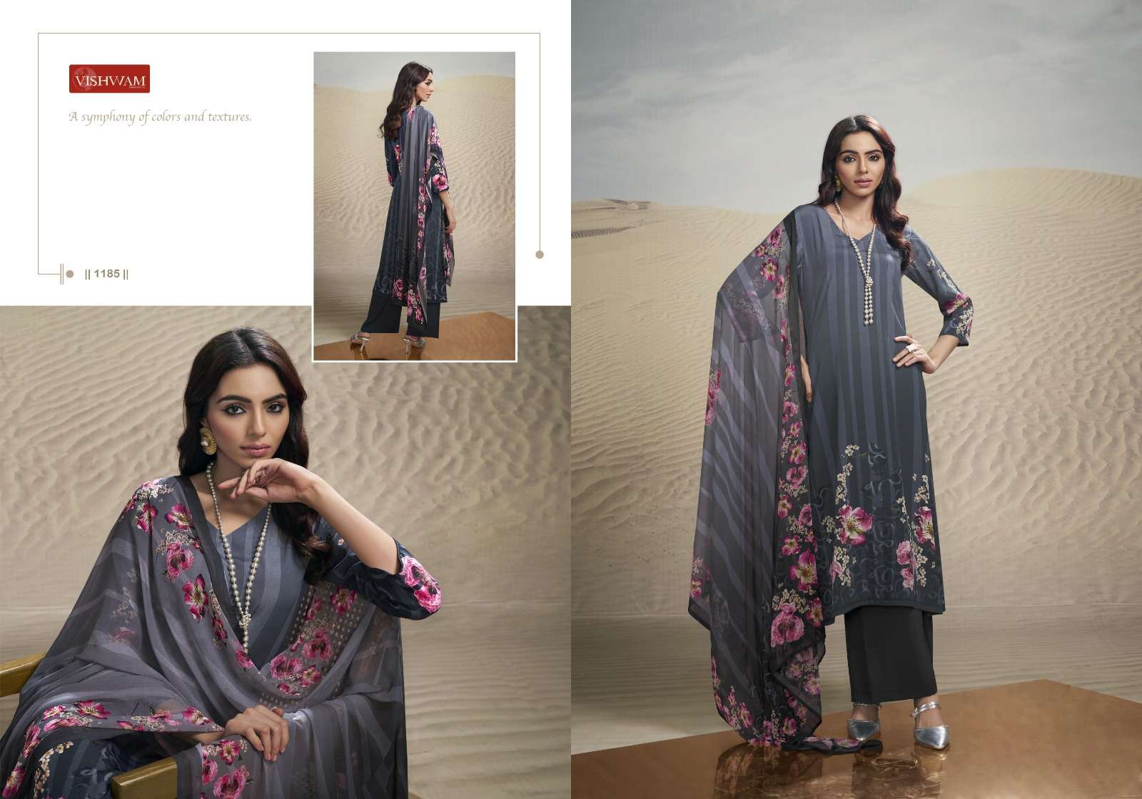 VISHWAM FABRICS CAFE LATTE VOL 18 CREPE DIGITAL PRINT SUIT