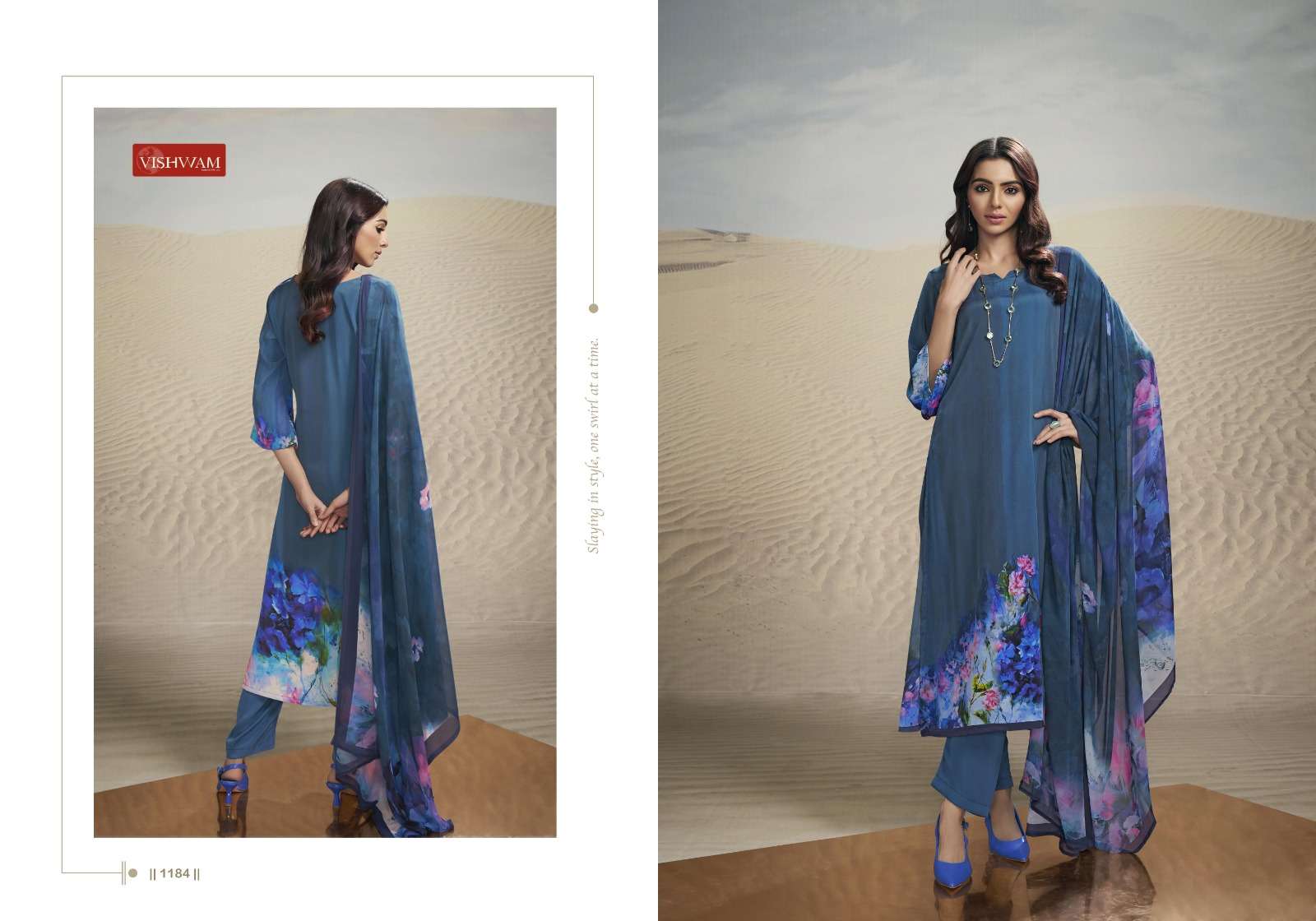 VISHWAM FABRICS CAFE LATTE VOL 18 CREPE DIGITAL PRINT SUIT