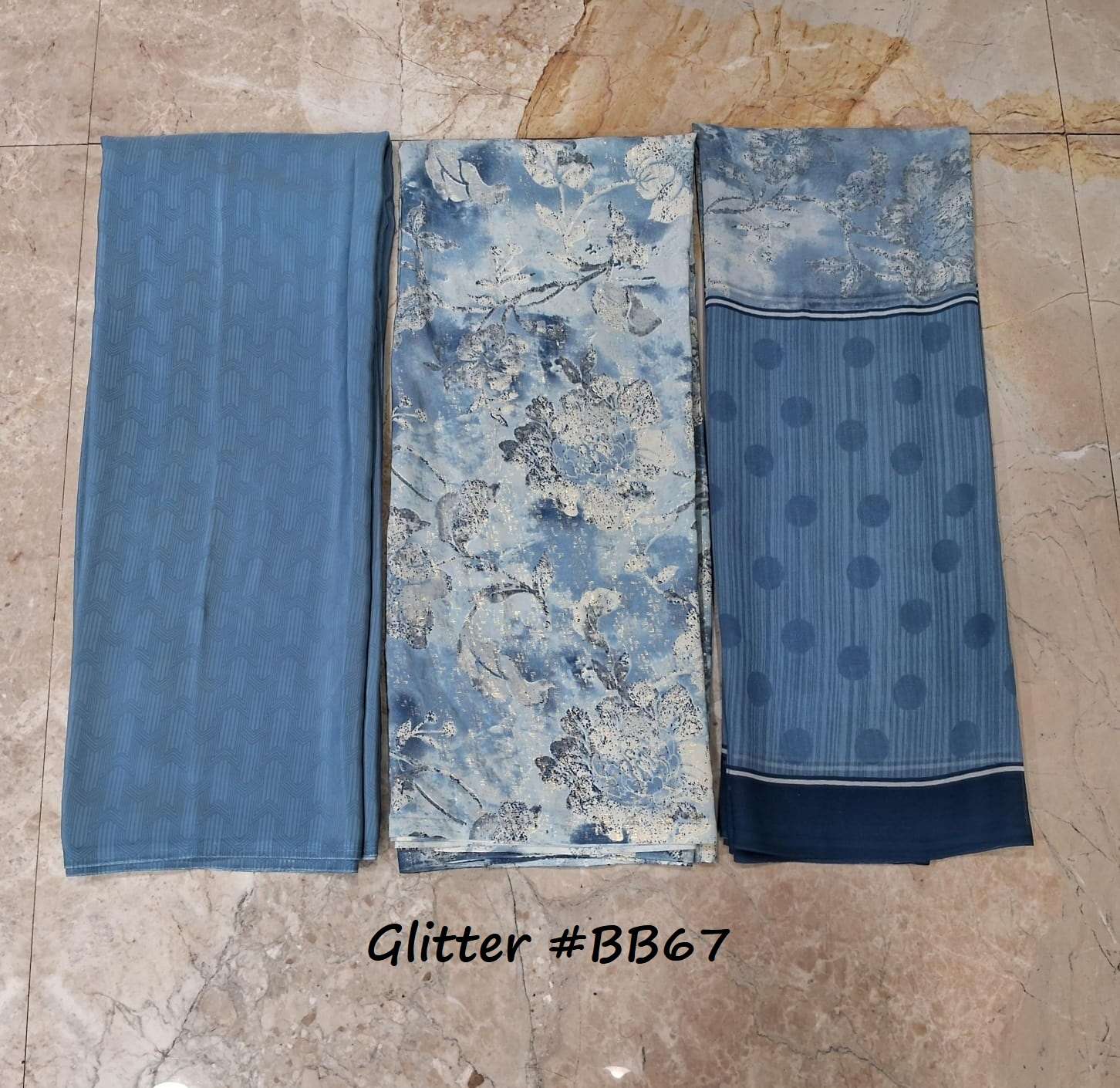 VISHWAM FABRICS GLITTER CREPE FOIL PRINTED SALWAR SUIT