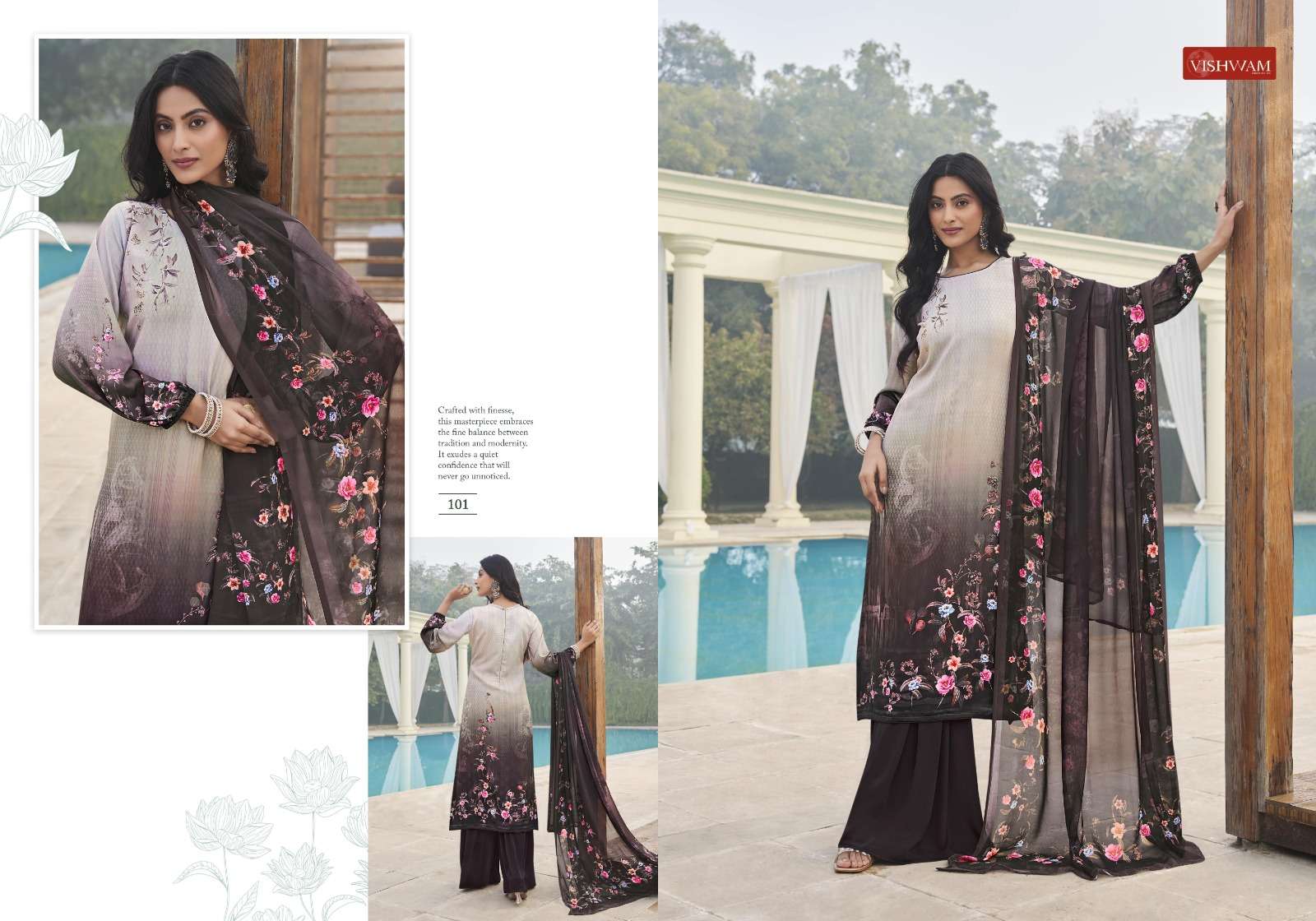 VISHWAM FABRICSICED LATTE VOL 1 CREPE DIGITAL PRINTED SUIT