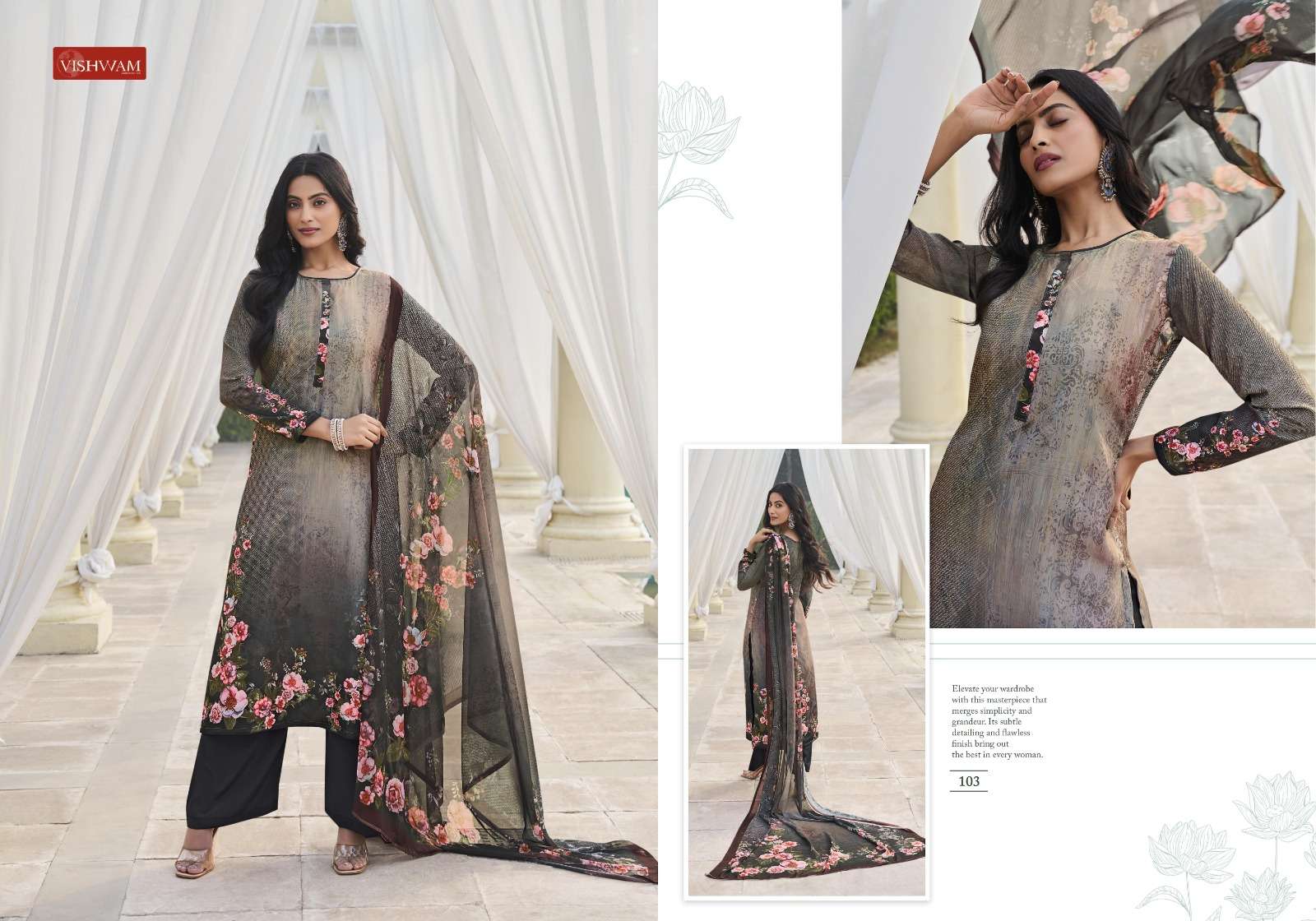 VISHWAM FABRICSICED LATTE VOL 1 CREPE DIGITAL PRINTED SUIT