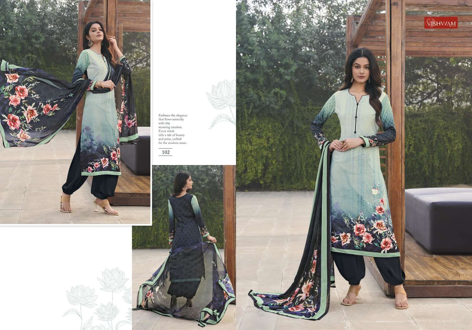 VISHWAM FABRICSICED LATTE VOL 1 CREPE DIGITAL PRINTED SUIT