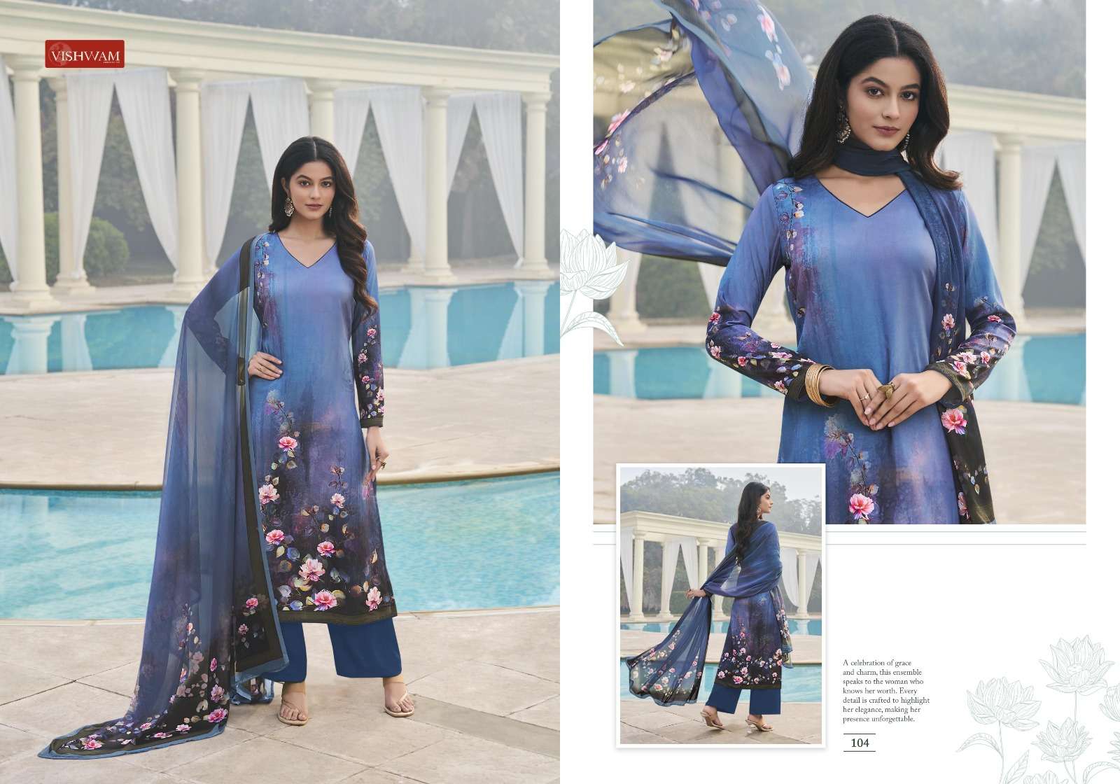 VISHWAM FABRICSICED LATTE VOL 1 CREPE DIGITAL PRINTED SUIT