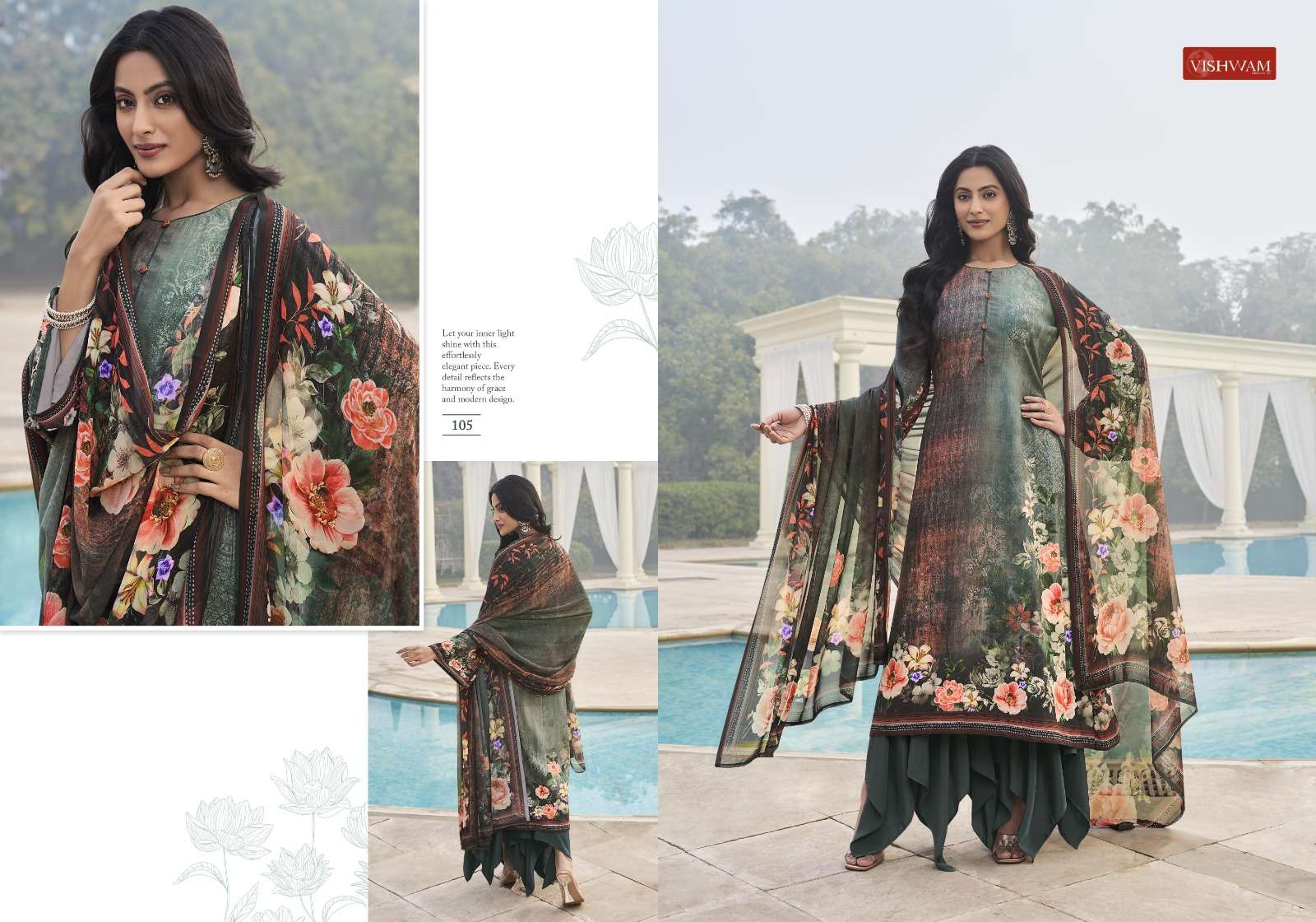 VISHWAM FABRICSICED LATTE VOL 1 CREPE DIGITAL PRINTED SUIT