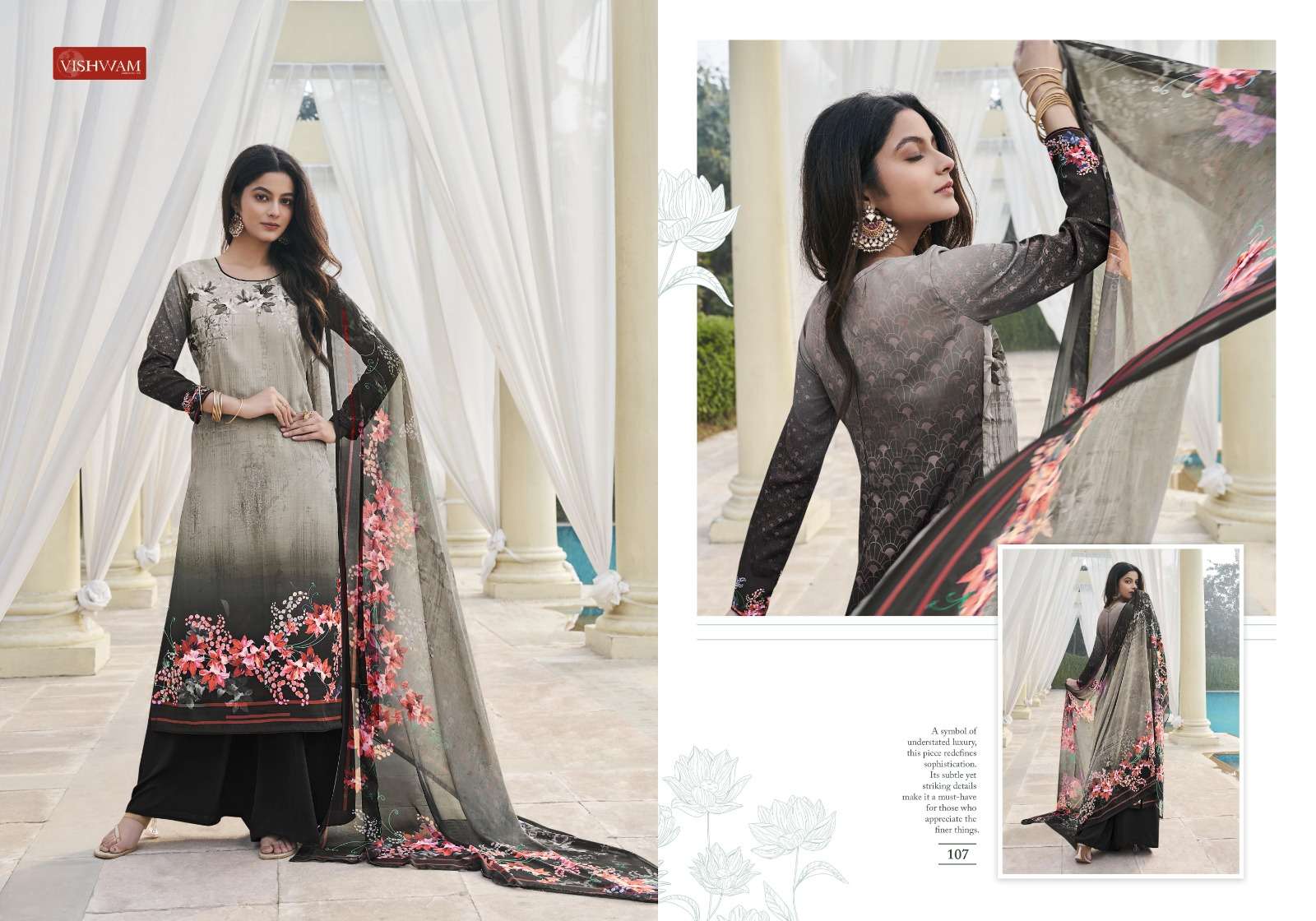 VISHWAM FABRICSICED LATTE VOL 1 CREPE DIGITAL PRINTED SUIT