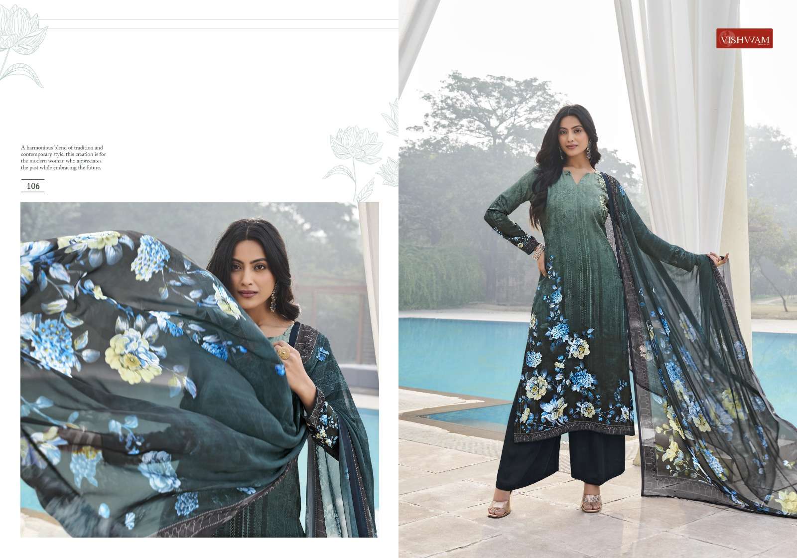 VISHWAM FABRICSICED LATTE VOL 1 CREPE DIGITAL PRINTED SUIT