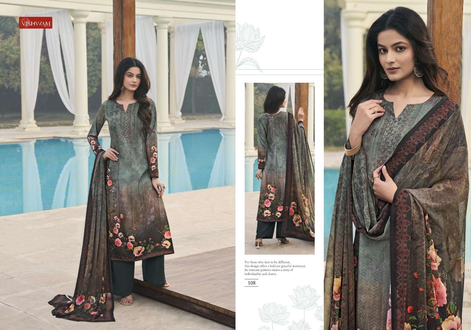 VISHWAM FABRICSICED LATTE VOL 1 CREPE DIGITAL PRINTED SUIT