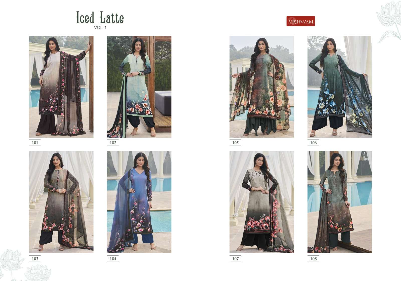 VISHWAM FABRICSICED LATTE VOL 1 CREPE DIGITAL PRINTED SUIT