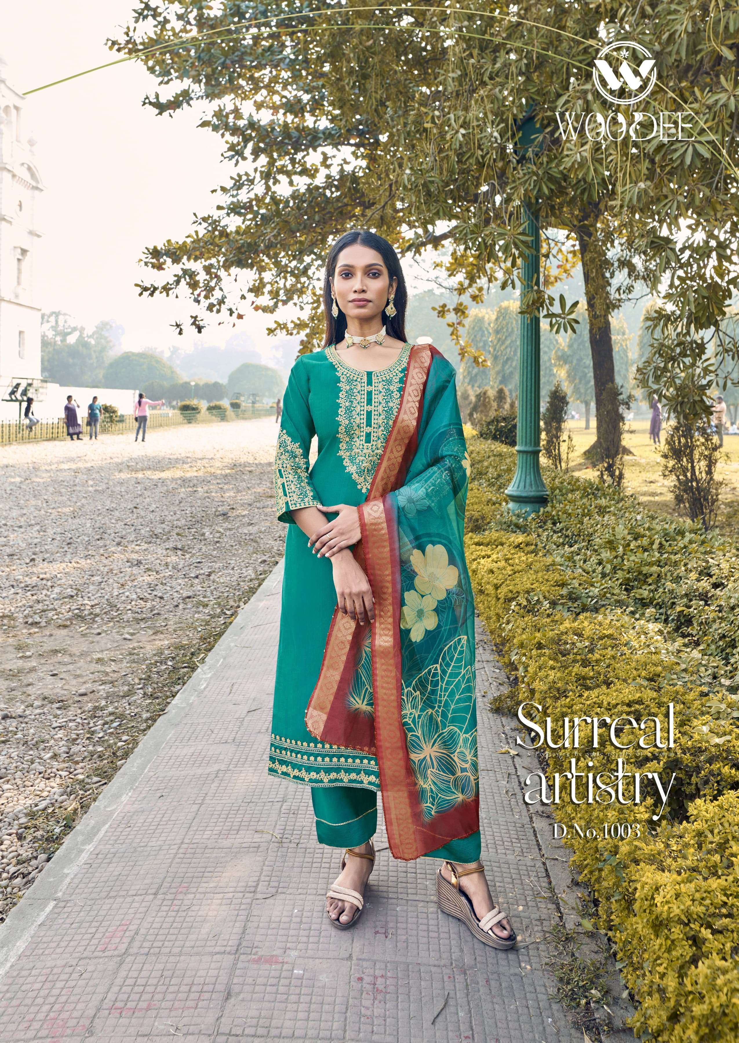WOODEE VEDA VISCOSE FANCY WORKS KURTI COMBO SET 
