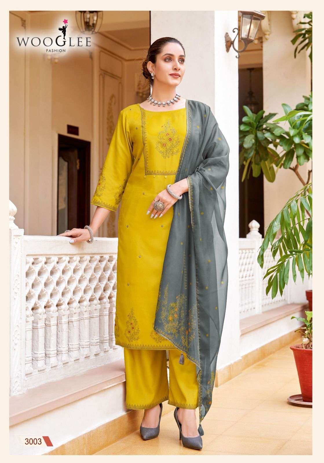 WOOGLEE SWARAJ VISCOSE FANCY DESIGNER WORK KURTI COMBO SET 